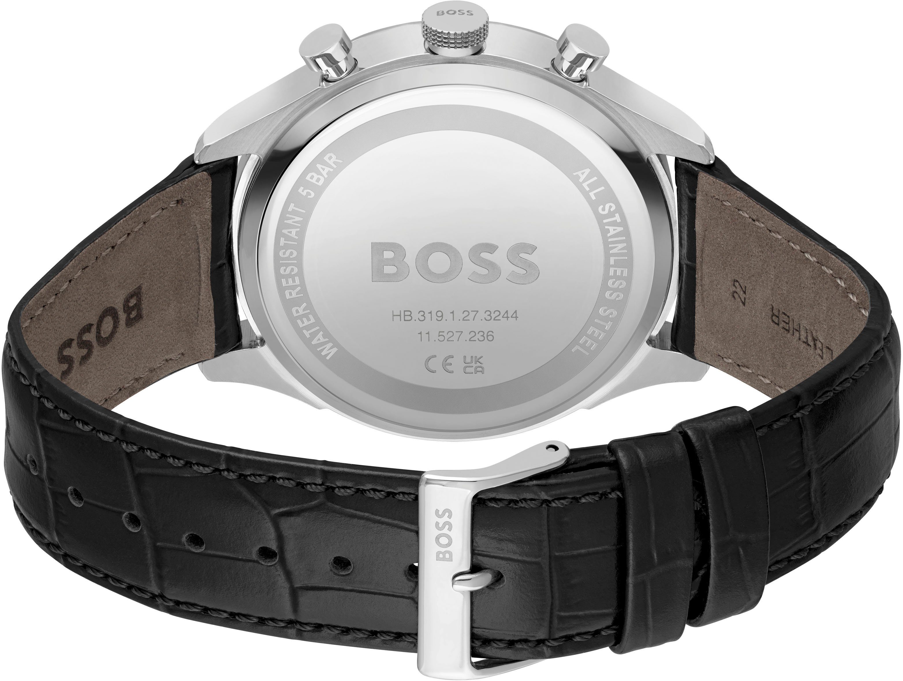 Boss Chronograaf Gregor Quartzhorloge, herenhorloge, horloge, stopwatchfunctie, roestvrijstalen band