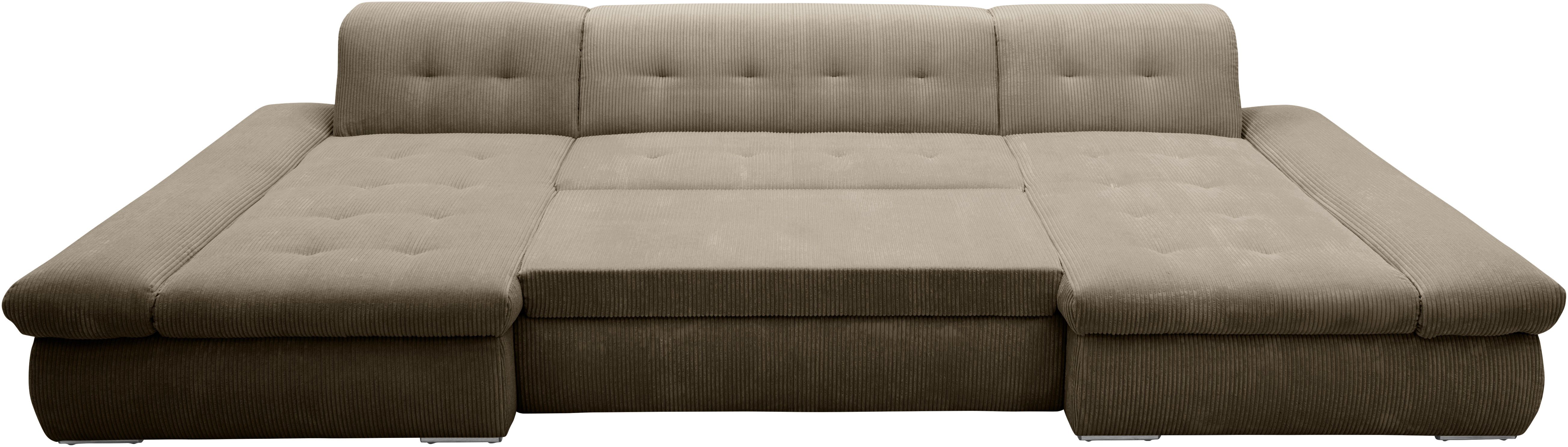 DOMO collection Zithoek Moric optioneel met slaapfunctie en armleuningsverstelling, XXL U-vorm, aan beide zijden met recamière, incl. sierkussen, cord-bekleding
