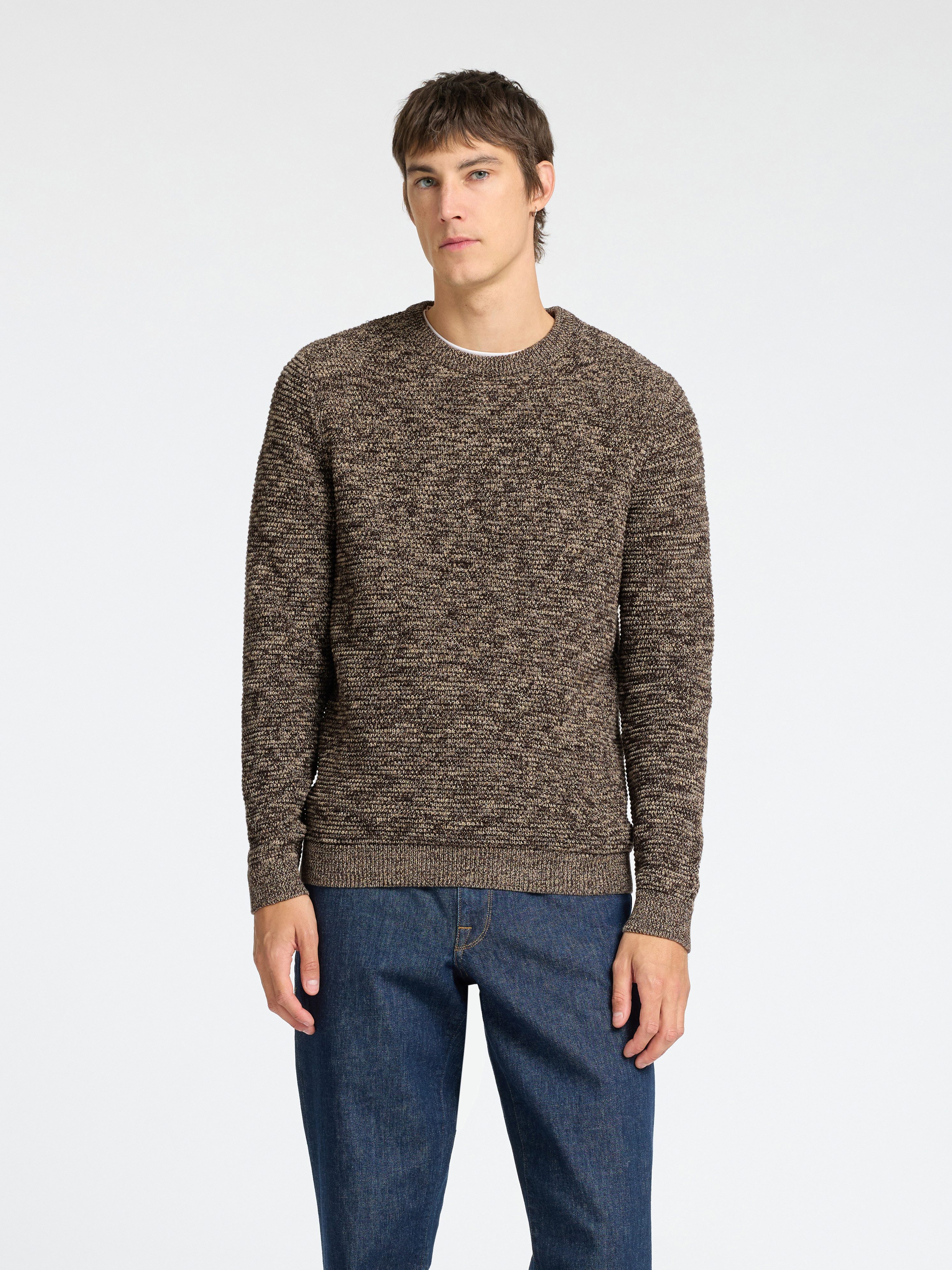 SELECTED HOMME Trui met ronde hals SLHVINCE LS KNIT BUBBLE CREW NECK NOOS