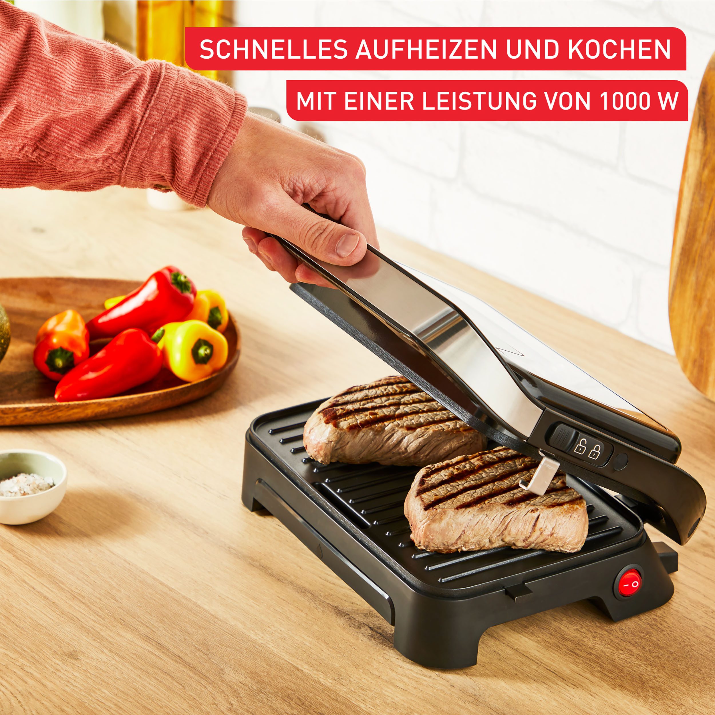 Tefal Contactgrill Inicio Compact, 2-in-1 Panini /Grill, antihaftbeschichtetete Platten