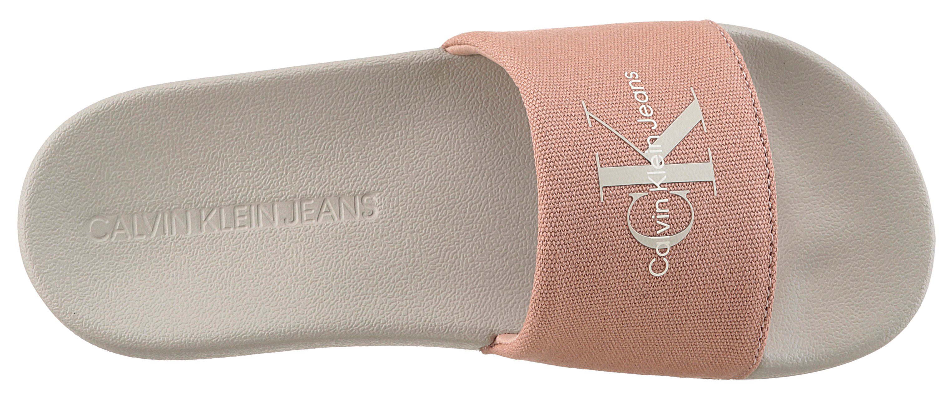 Calvin Klein Slippers SLIDE MONOGRAM WMNS , badschoen, slippers, zomerpantolette, strandschoen om in te stappen