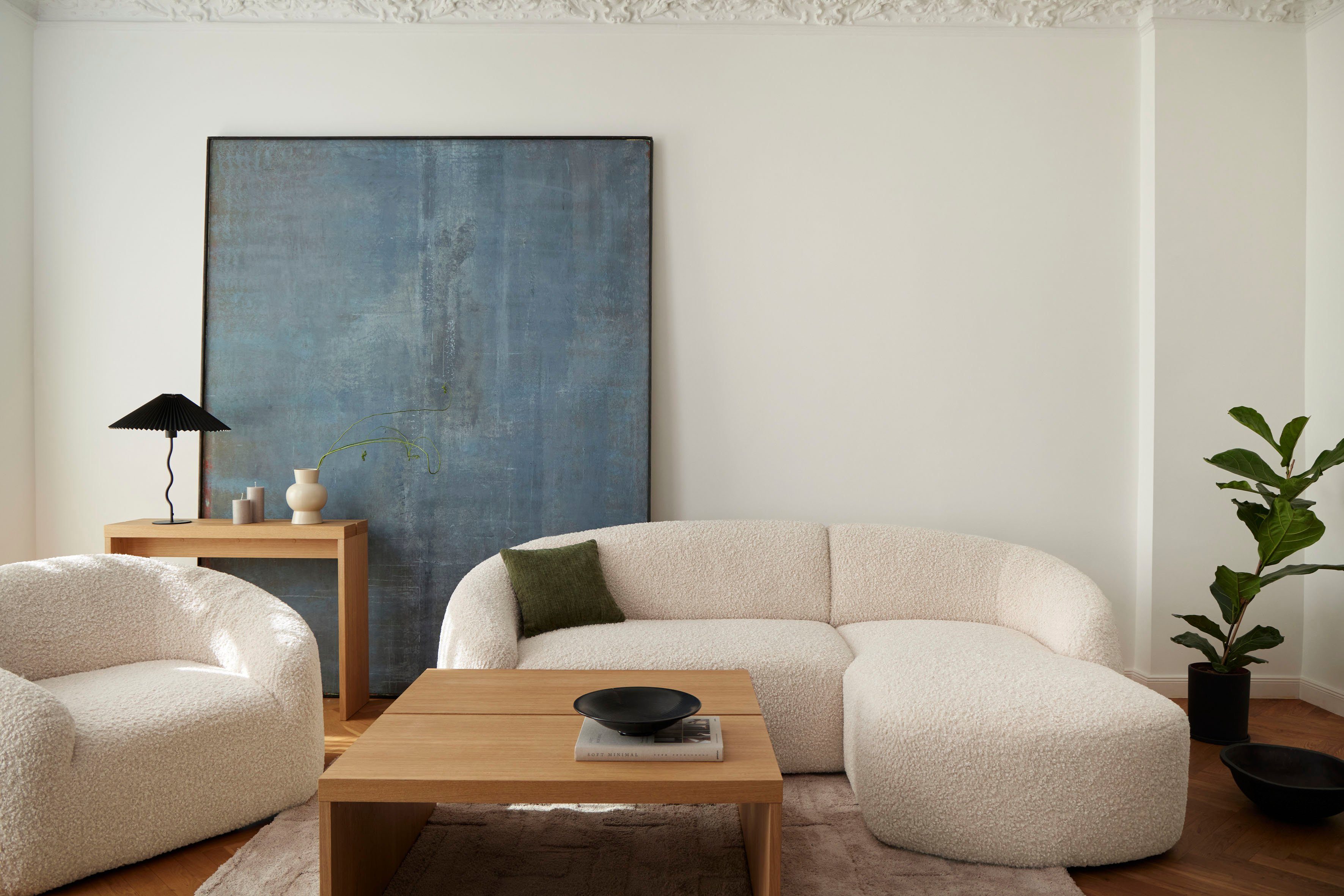 LeGer Home by Lena Gercke Hoekbank YANI, L-vorm, designbank, organische vorm, afmetingen B/D/H: 255/170/81 cm
