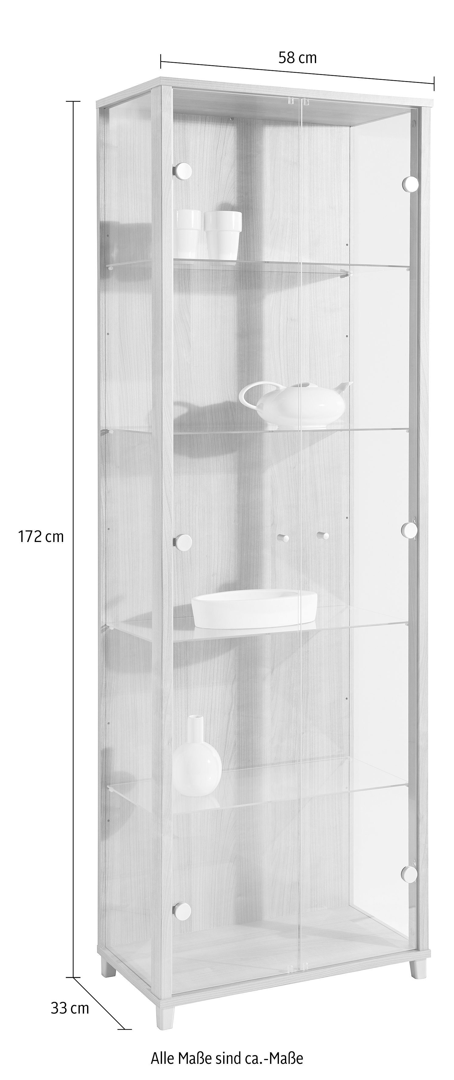 fif möbel Vitrinekast OPTIMA Standvitrine, vitrinekast, glazen vitrine, verzamelvitrine