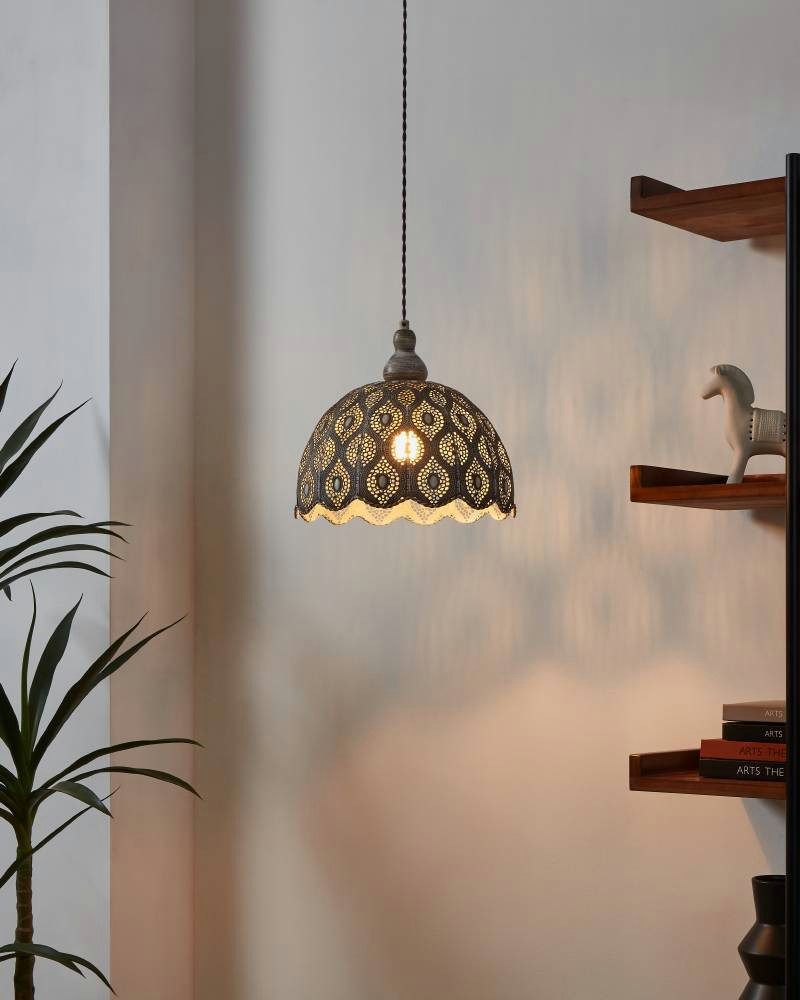 EGLO Hanglamp TALBOT 2 Hanglamp vintage, staal in wit-antiek, eettafel lamp, E27 fitting (1 stuk)
