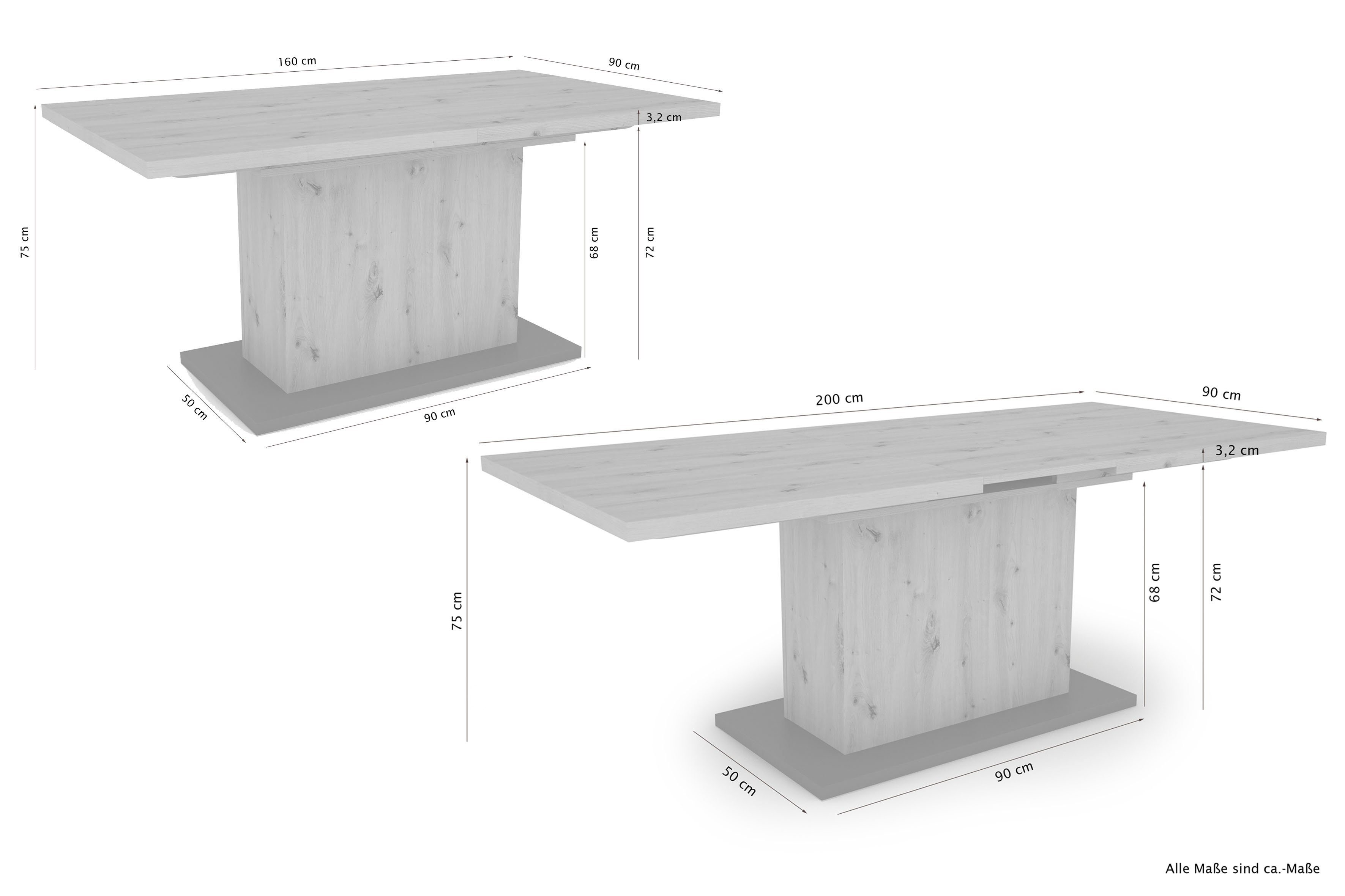 byLIVING Eettafel Athene ,met uittrekfunctie, breedte 160-200 cm, in verschillende uitvoeringen