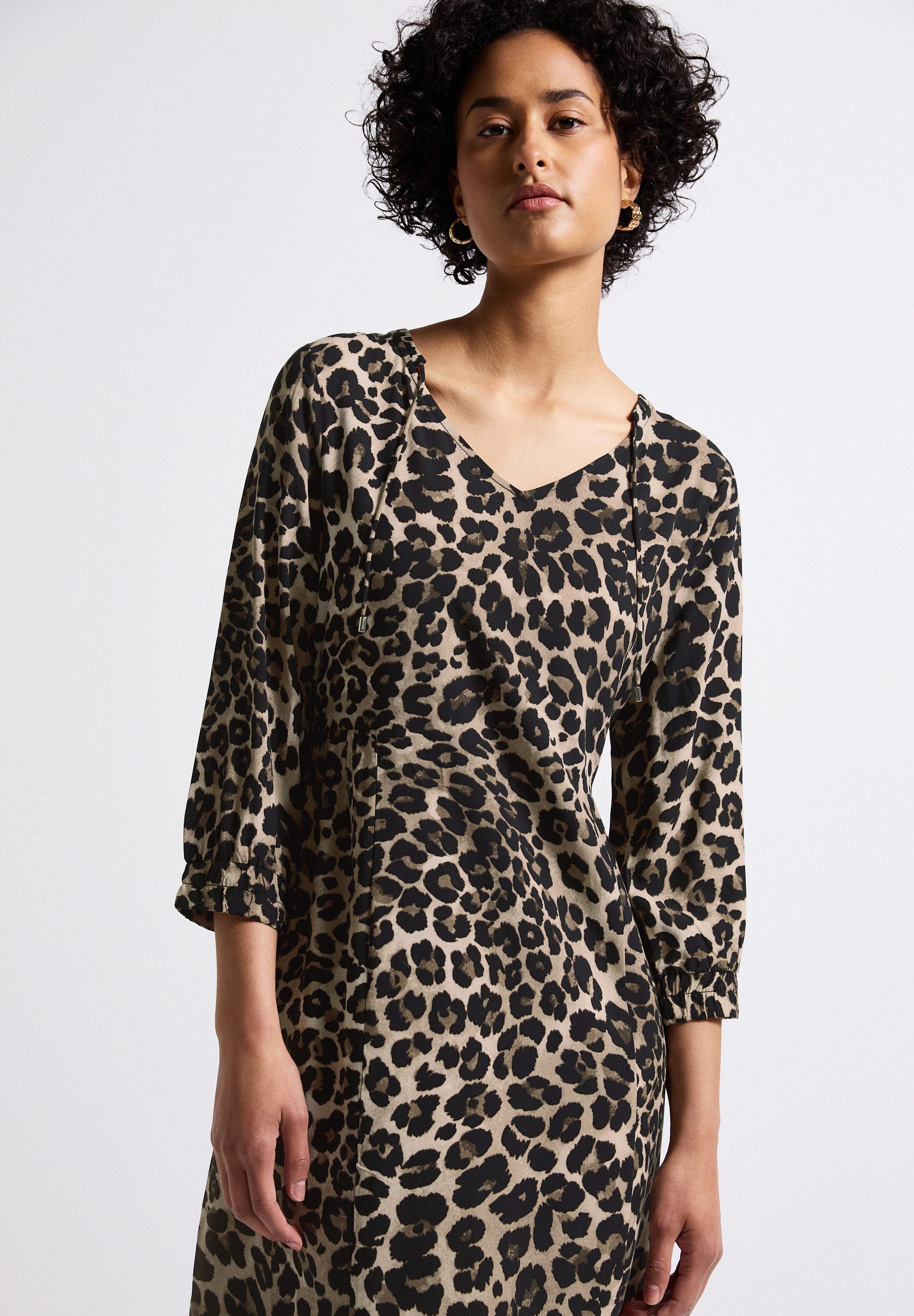 STREET ONE Midi-jurk met grafisch patroon en 3/4-mouwen