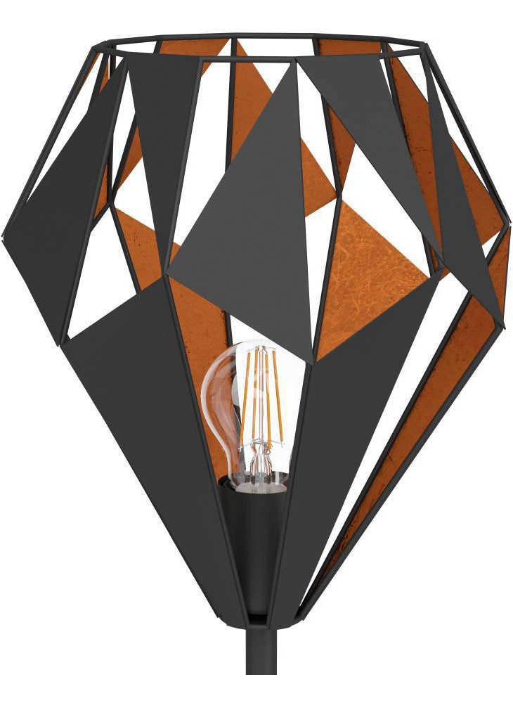 EGLO Staande lamp CARLTON 1 Vintage vloerlamp, metaal in zwart en koper, retro, E27 fitting (1 stuk)
