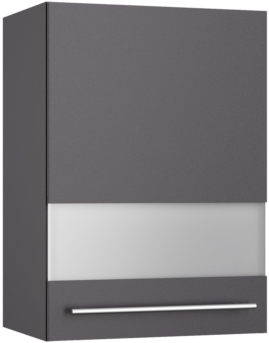 OPTIFIT Hangkast Bern2 Breedte 50 cm, 1 deur, 2 legplanken, front met melkglas-inzet opbergkasten grijs