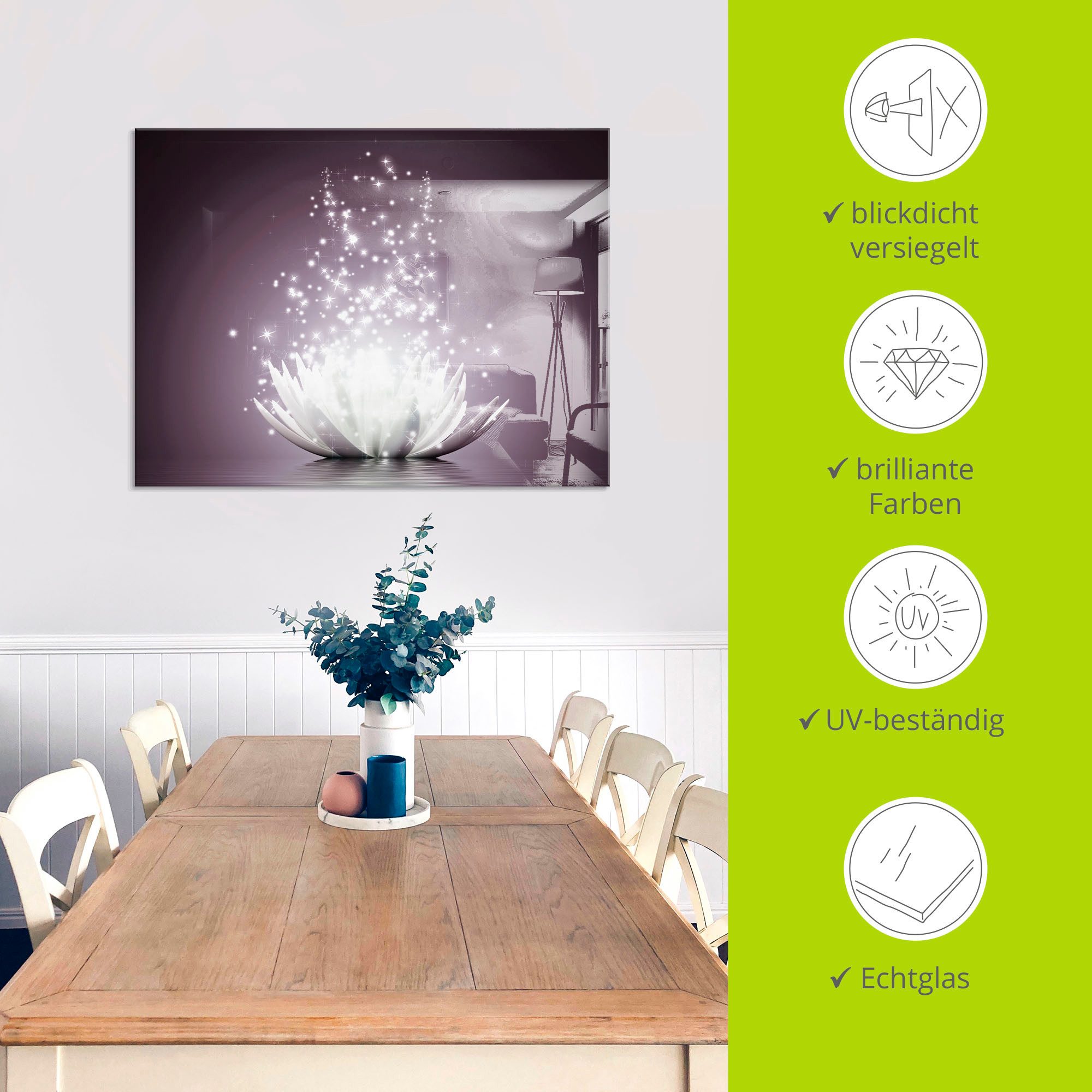 Artland Print op glas Magie van de lotusbloem