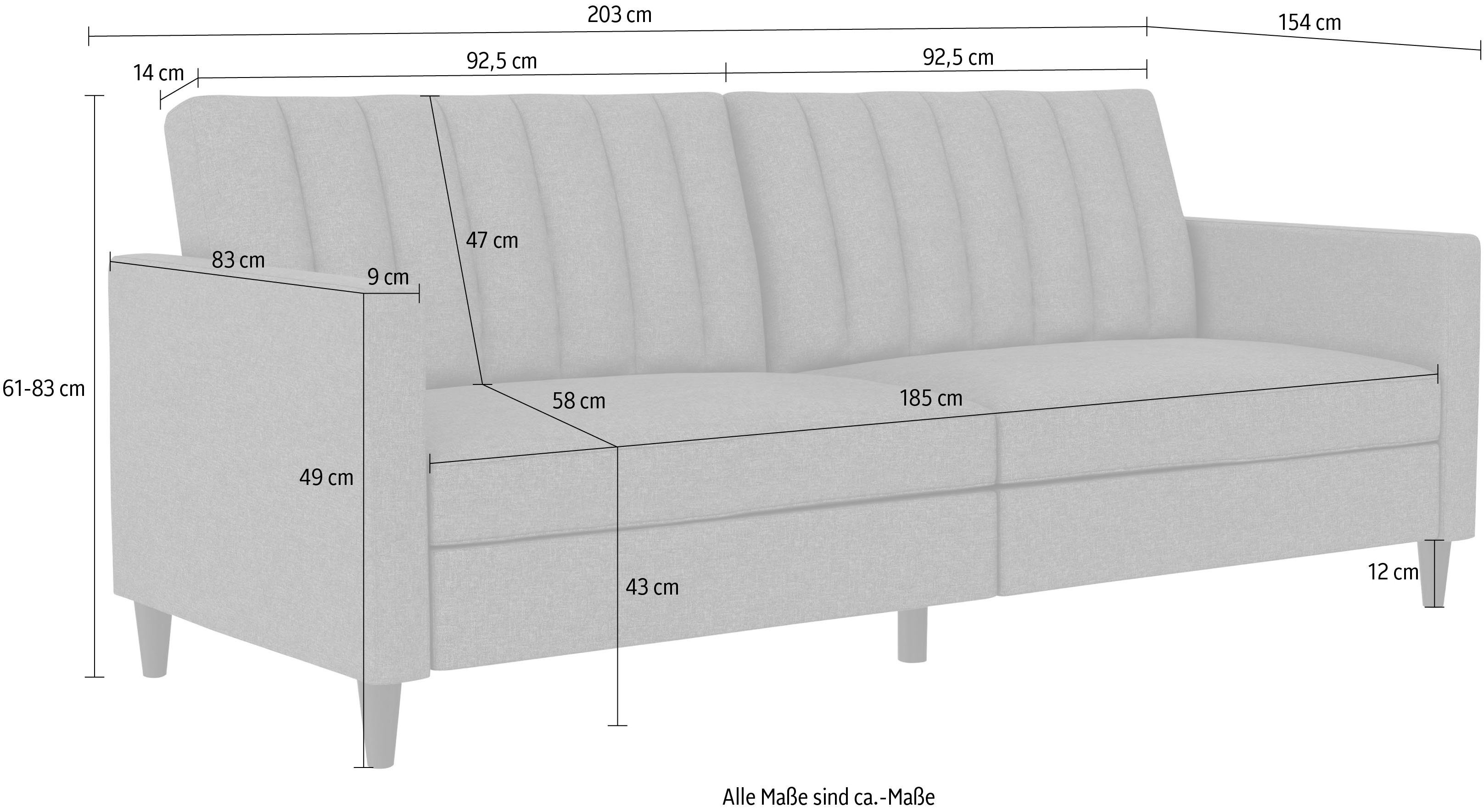 Dorel Home 3-zitsbank Celine Rugleuning 2-delig en 3-voudig verstelbaar, zithoogte 43 cm