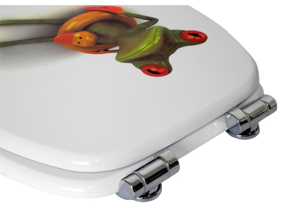 Sanilo Set badkameraccessoires Froggy bestaand uit toiletzitting, badmat en wastafelplug (complete set, 3-delig)