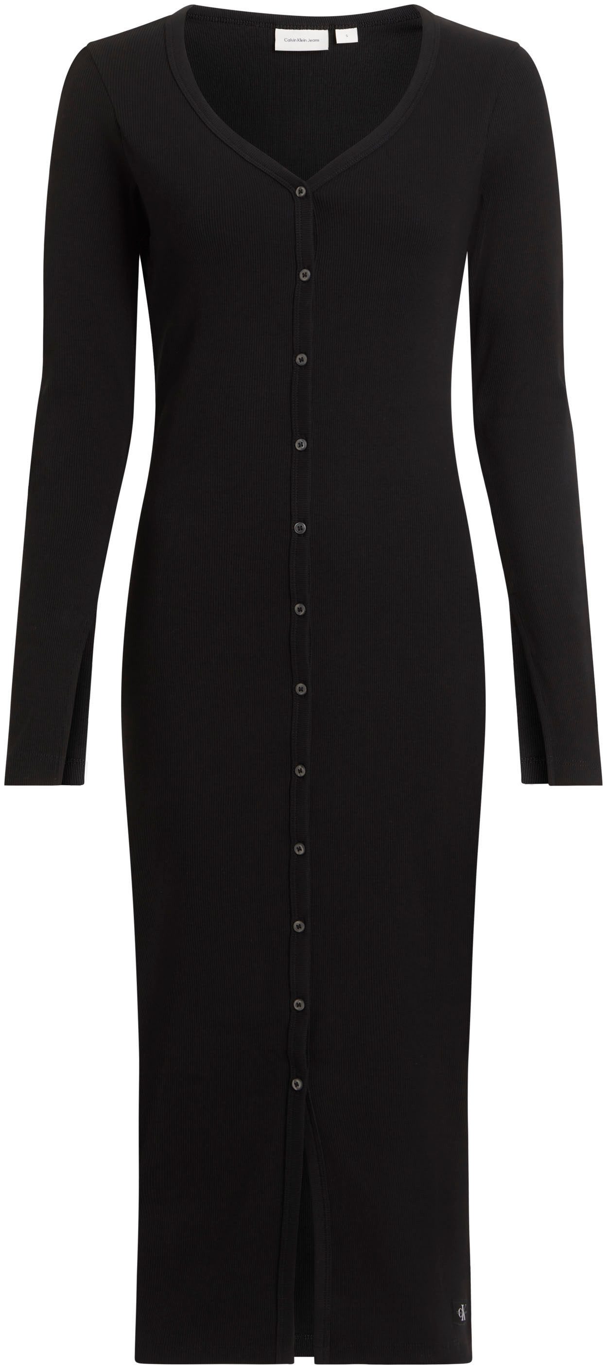 Calvin Klein Maxi-jurk WOVEN LABEL LS RIB DRESS