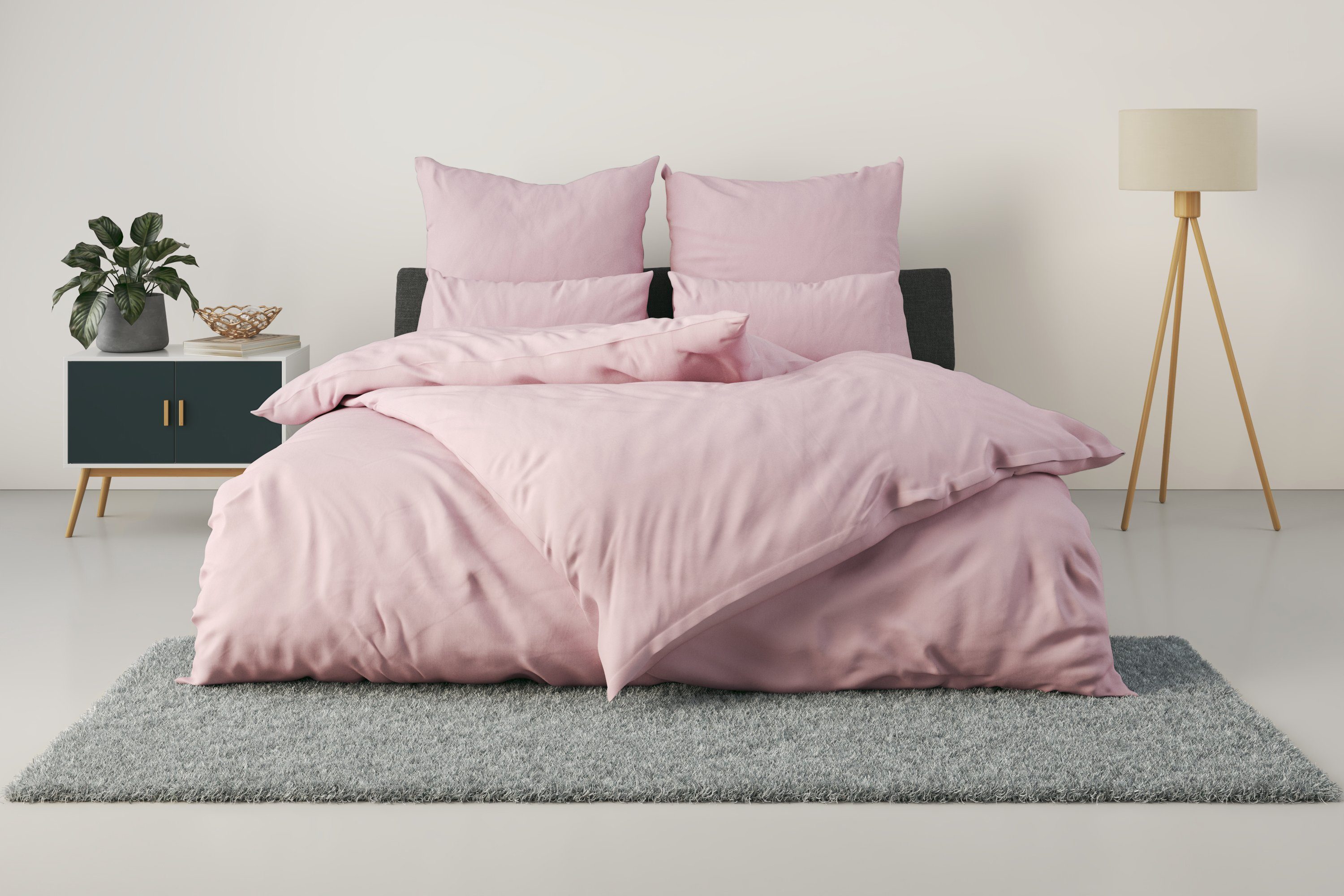 my home Overtrekset Desner Premium kwaliteit, 100 % polyester, zeer zacht, uni, vanaf 135x200 cm