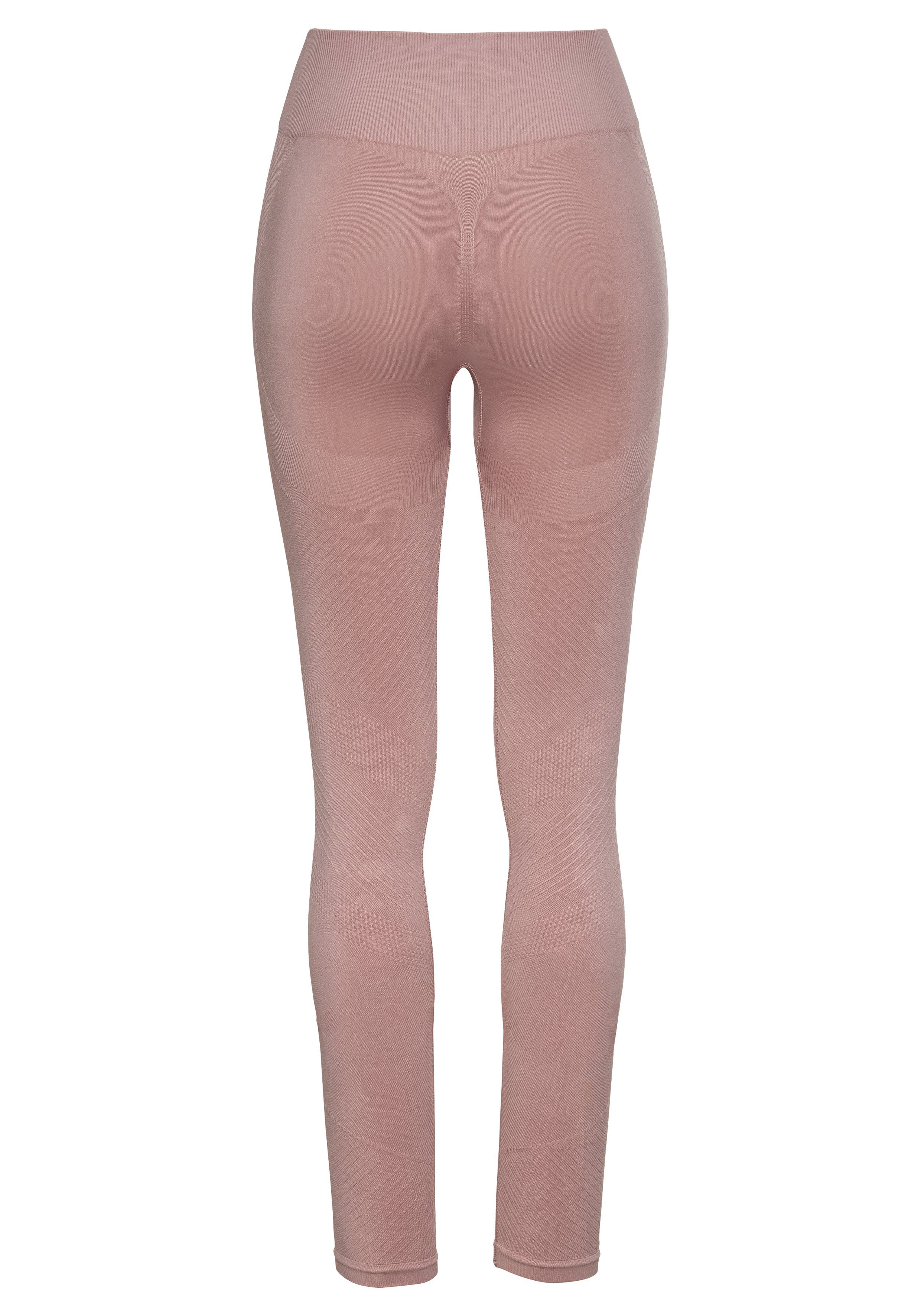 Lascana Naadloze legging Po Push Up met ribstructuur en shaping-effect, sportbroek, sportleggings