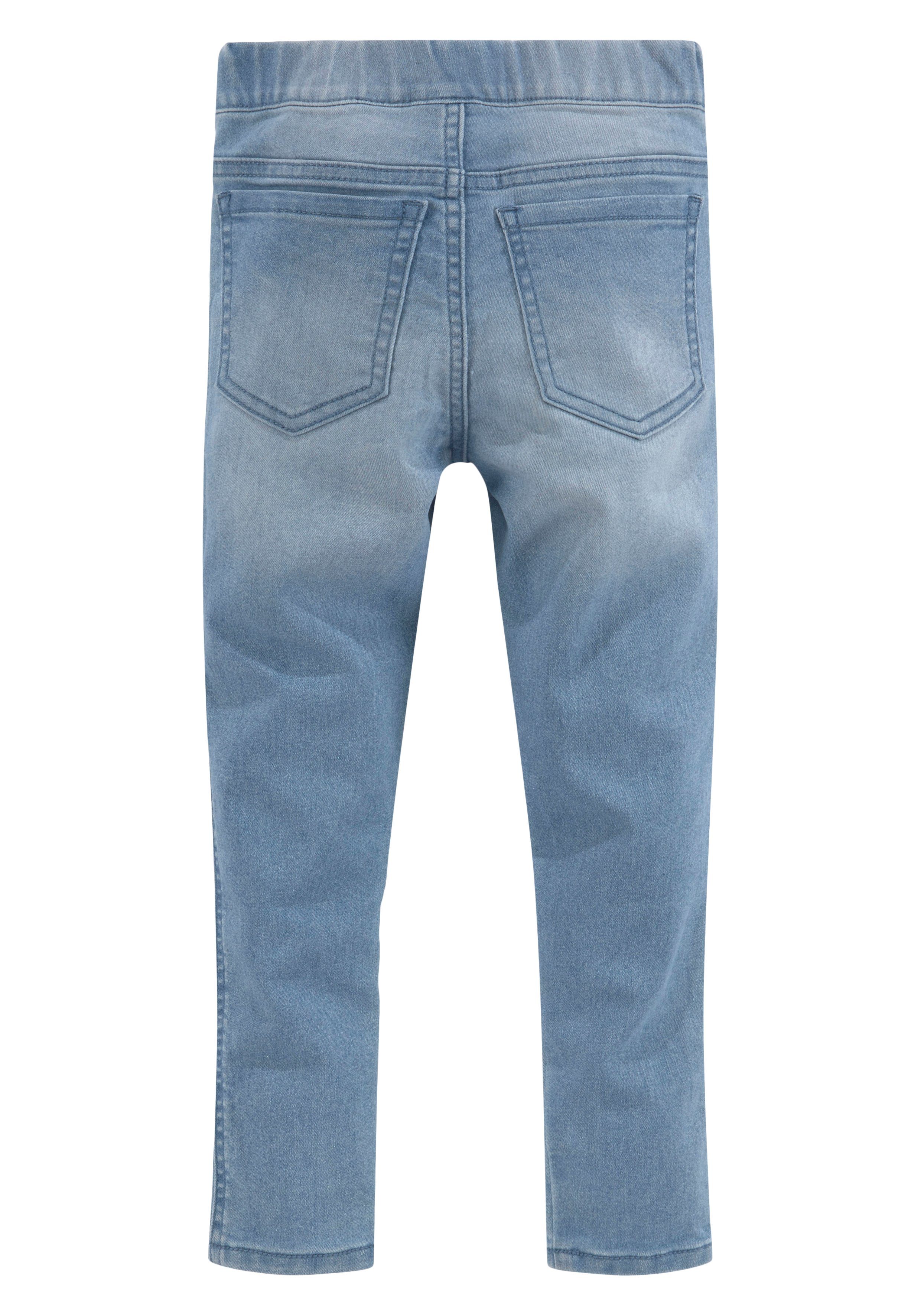 KIDSWORLD Jeggings Stretch-jeans in instapvorm smalle broekpasvorm, met used-wassing, normale taille