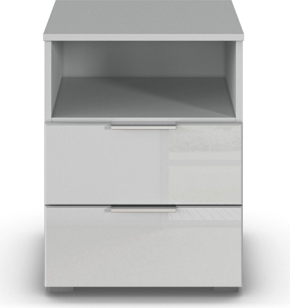 rauch Nachtkastje Nachttafel Nachtkast Nachtconsole AGORDO met Glasfront met 2 lades en nis voor veel opbergruimte made in germany nachtkastjes grijs
