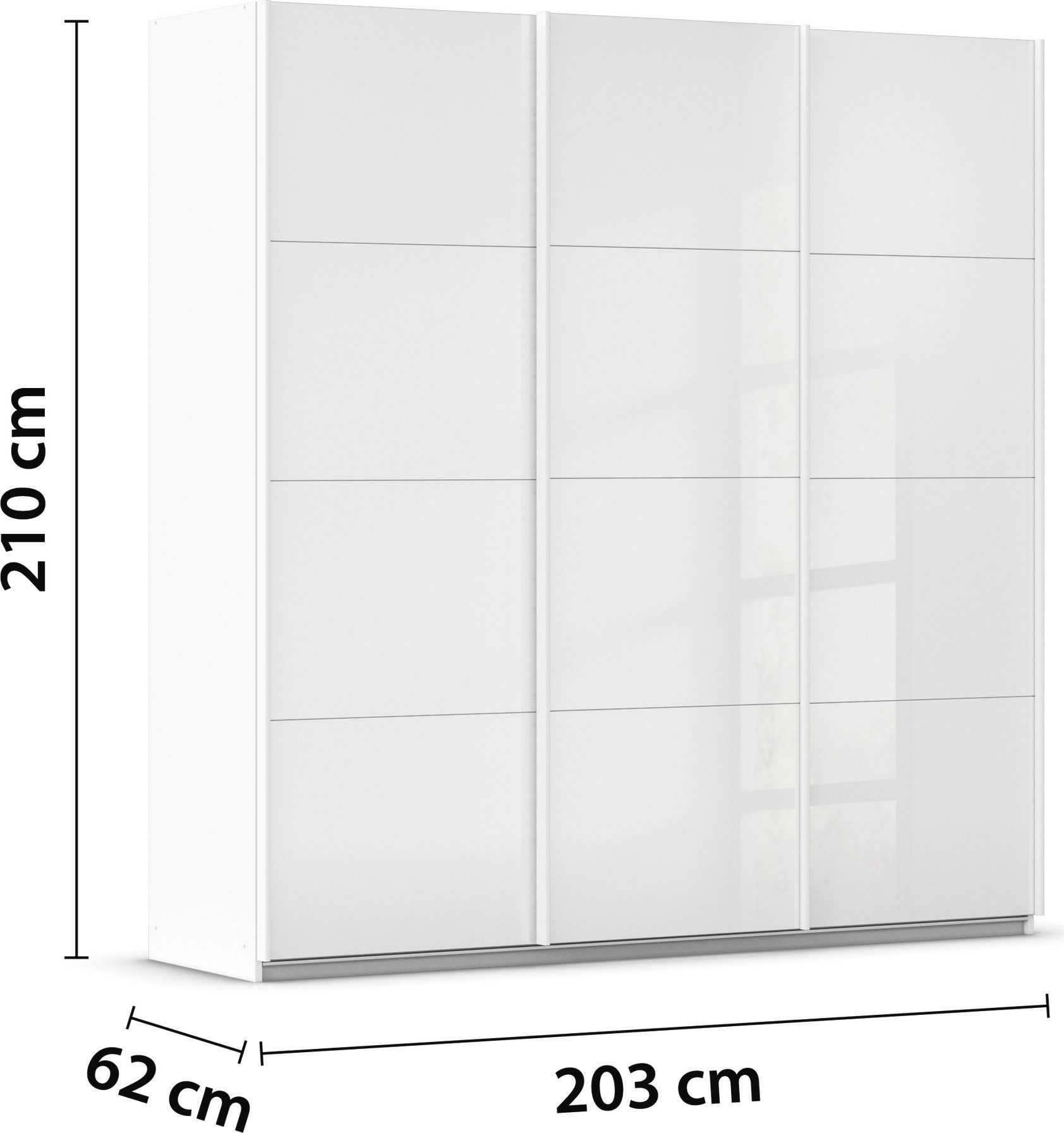 rauch Schuifdeurkast Kledingkast Kast Garderobe AGORDO met Glasfront doordachte binnenuitrusting, in 4 breedtes en 2 hoogtes made in germany