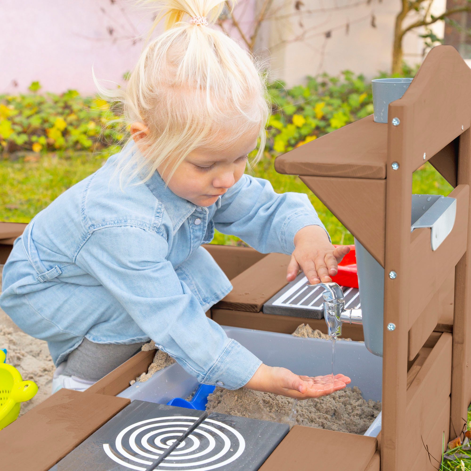 Roba® Outdoor-speelkeukentje Modderkeuken om op te hangen, teakkleur gelazuurd, van hout