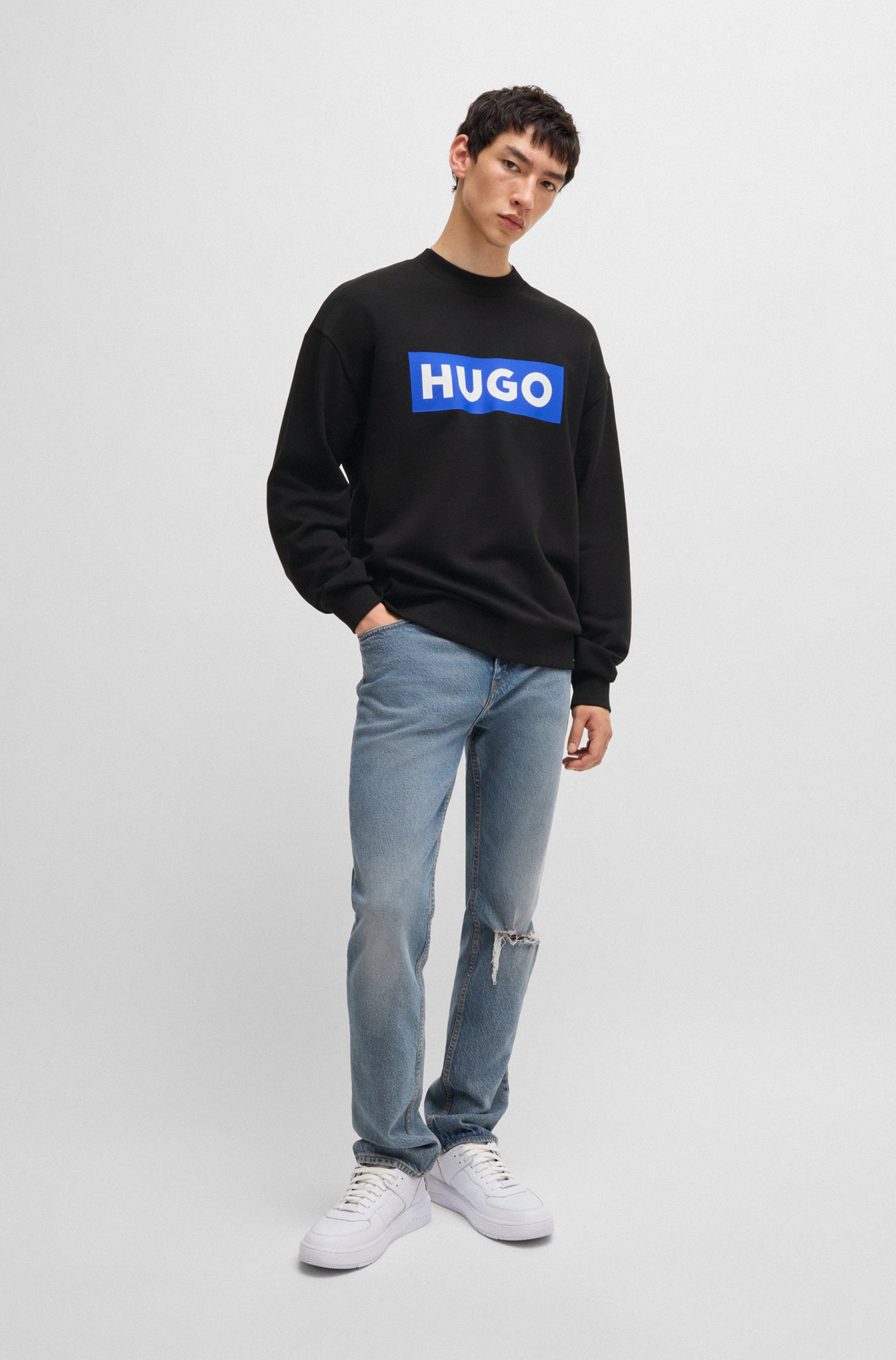 HUGO Blue Sweatshirt Niero met logoprint
