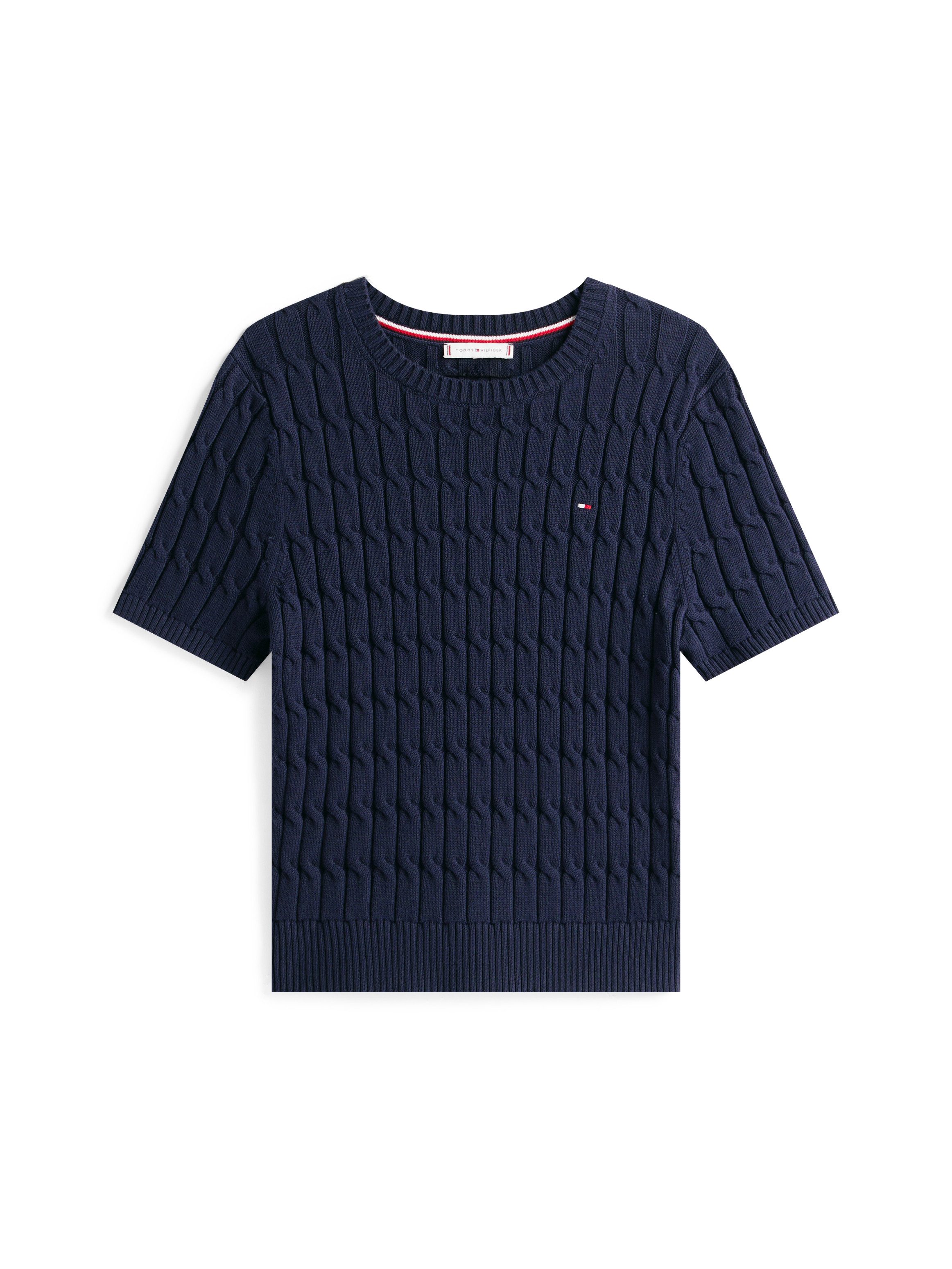 Tommy Hilfiger Trui met korte mouwen CO CABLE MID GG S/S C-NK SWT