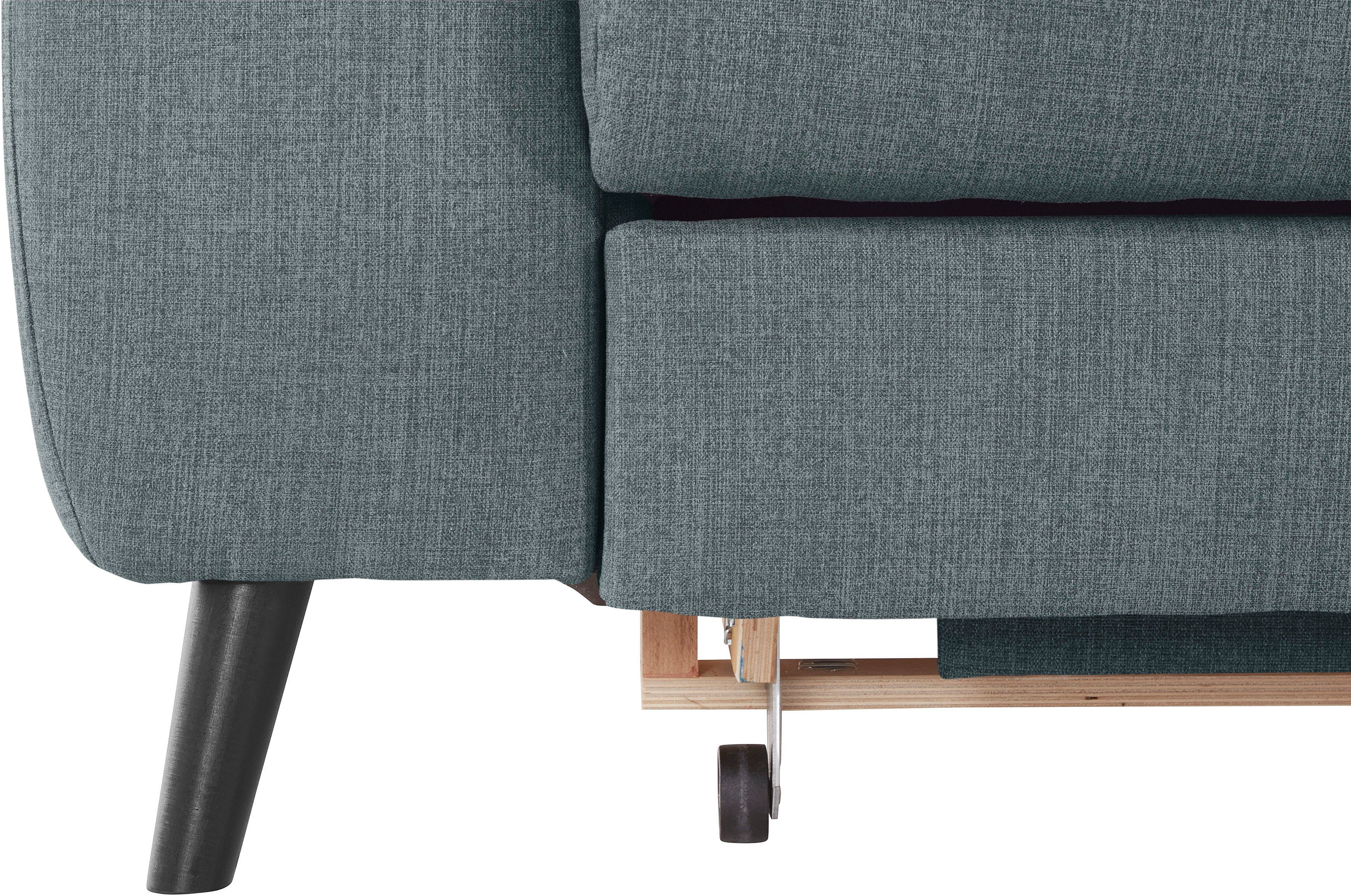 COTTA Hoekbank Mia L-vorm met 3 sierkussens keuze met bedfunctie, bedlade, verlichting & draadloze oplader