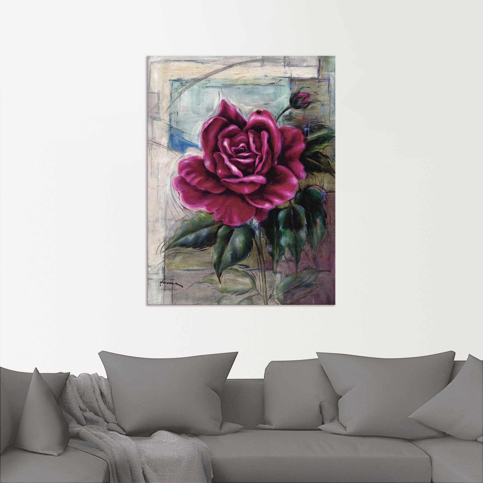 Artland Artprint Roos II als artprint van aluminium, artprint voor buiten, artprint op linnen in verschillende maten