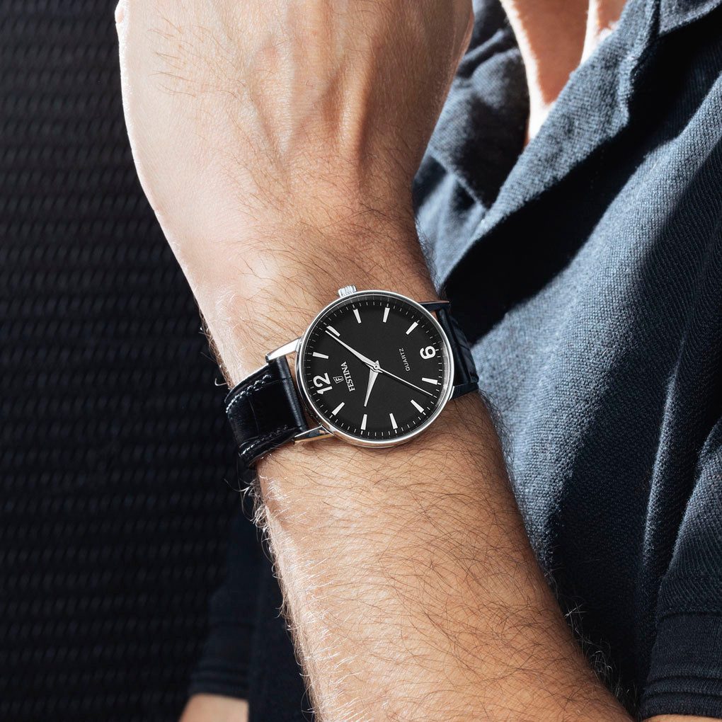 Festina Kwartshorloge Horloge, herenhorloge, leren band, analoog