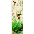 artland kapstok kolibrie ruimtebesparende kapstok van hout met 3 haken, geschikt voor kleine, smalle hal, halkapstok groen