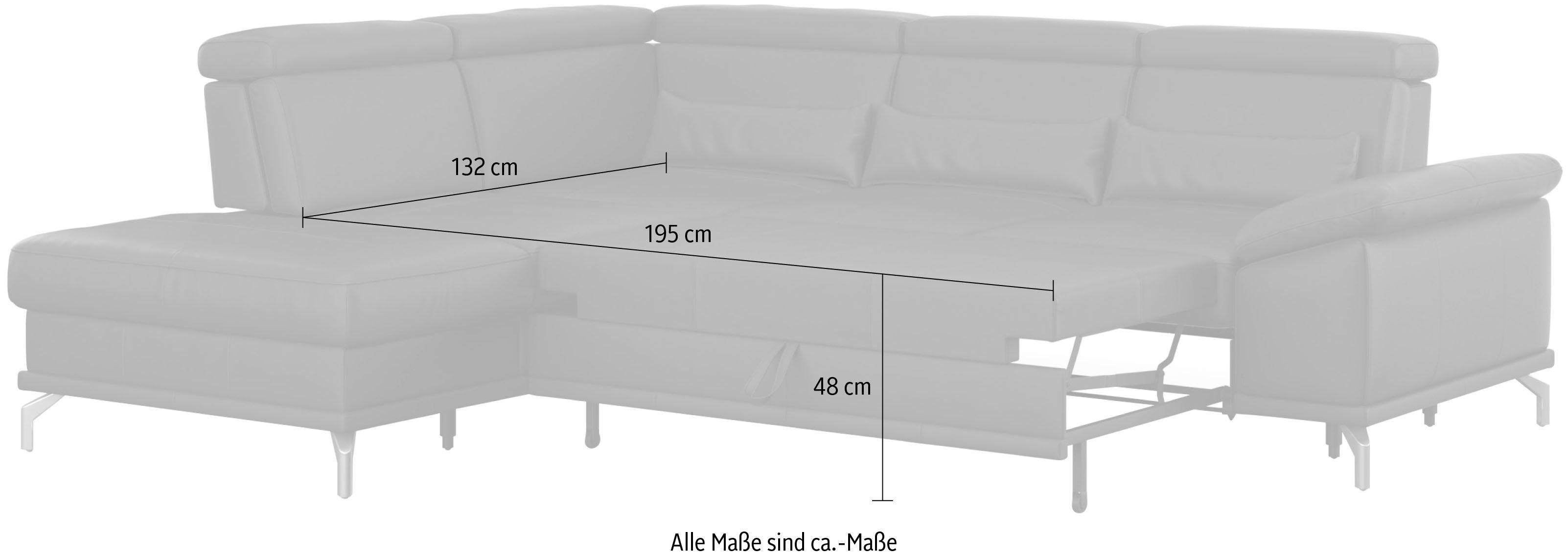 sit&more Hoekbank Cabrio L-vorm, met zitdiepteverstelling, arm- en hoofdsteunverstelling