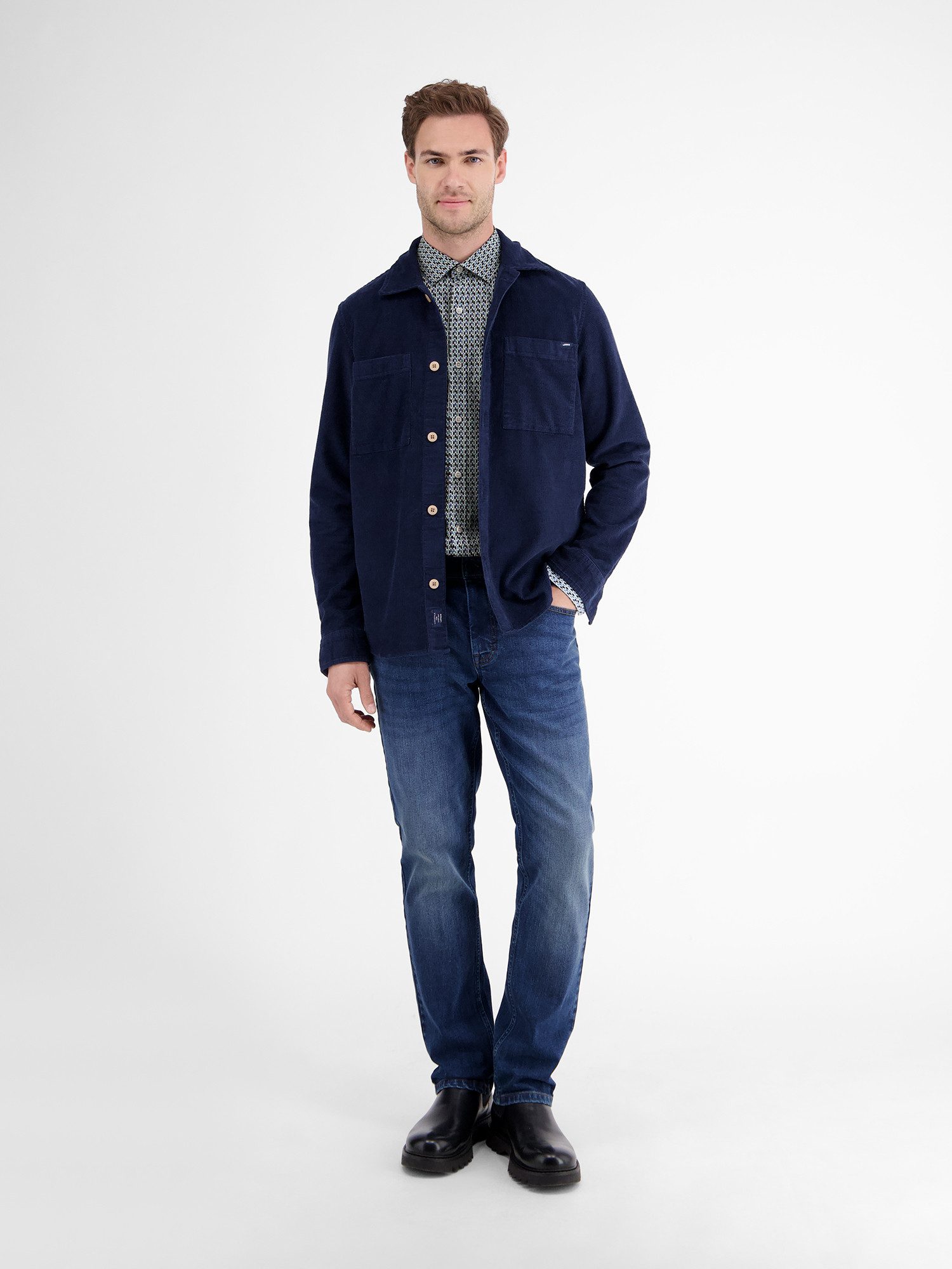 Lerros Overhemd met lange mouwen LERROS poplin overhemd met stretch