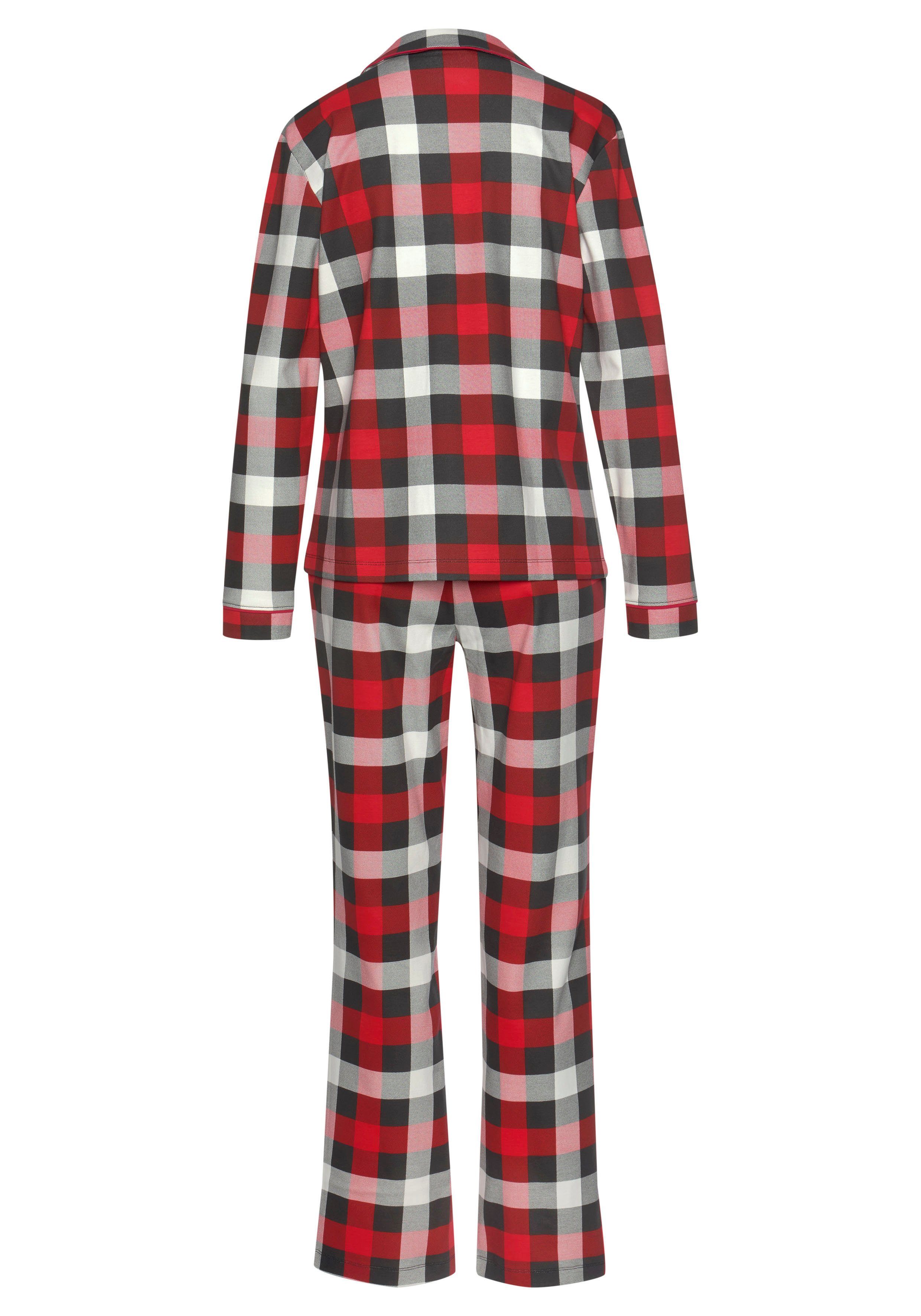 Lascana Pyjama met ruitprint (2-delig, Incl. slaapmasker)