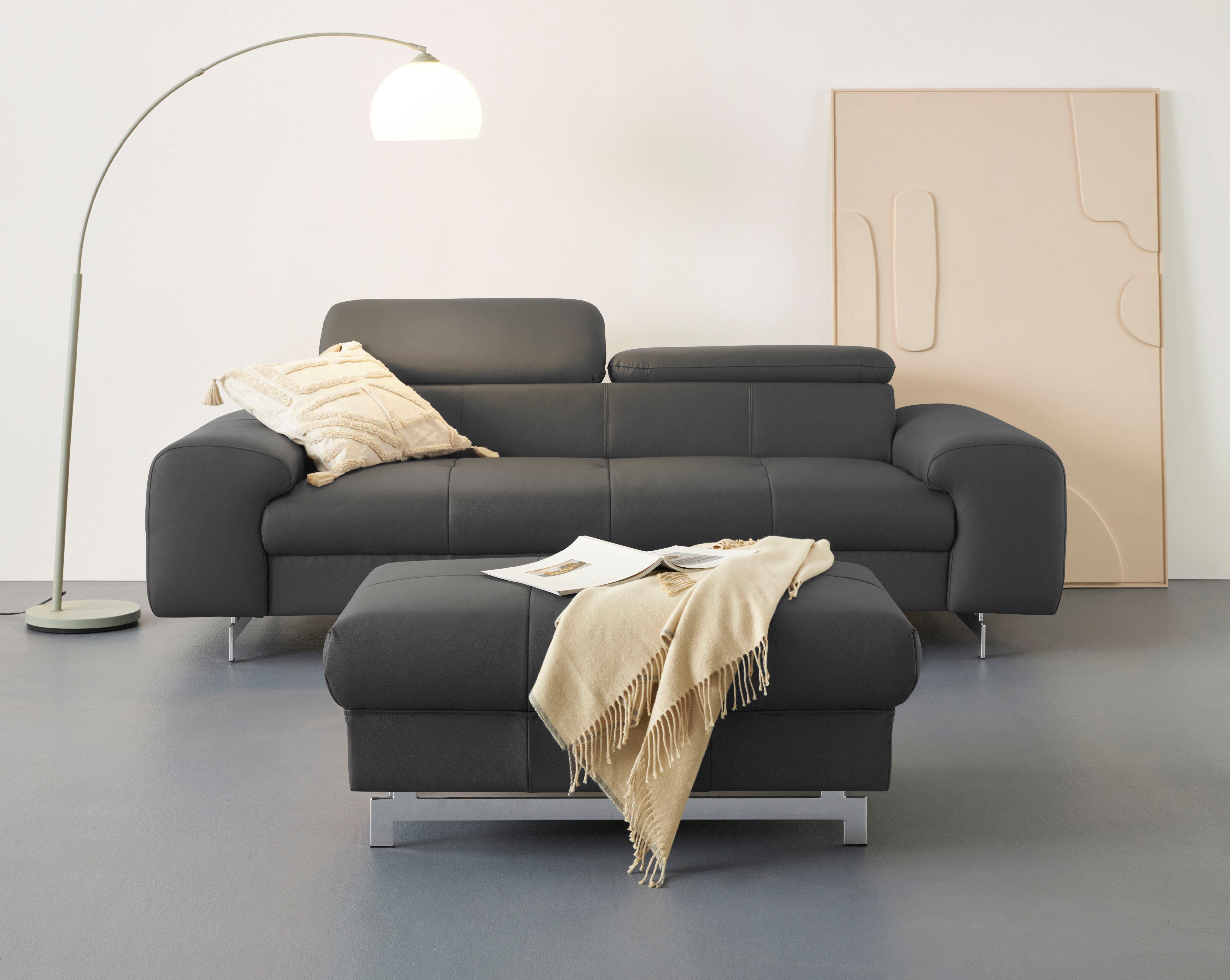 COTTA 3-zitsbank Chef Big-sofa met verstelbare rugleuning, elegante metalen poten