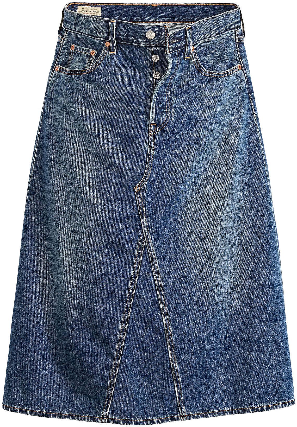 Levi's® Jeans rok HR A LINE DECON SKIRT in trendy midi-lengte met rafelige rand