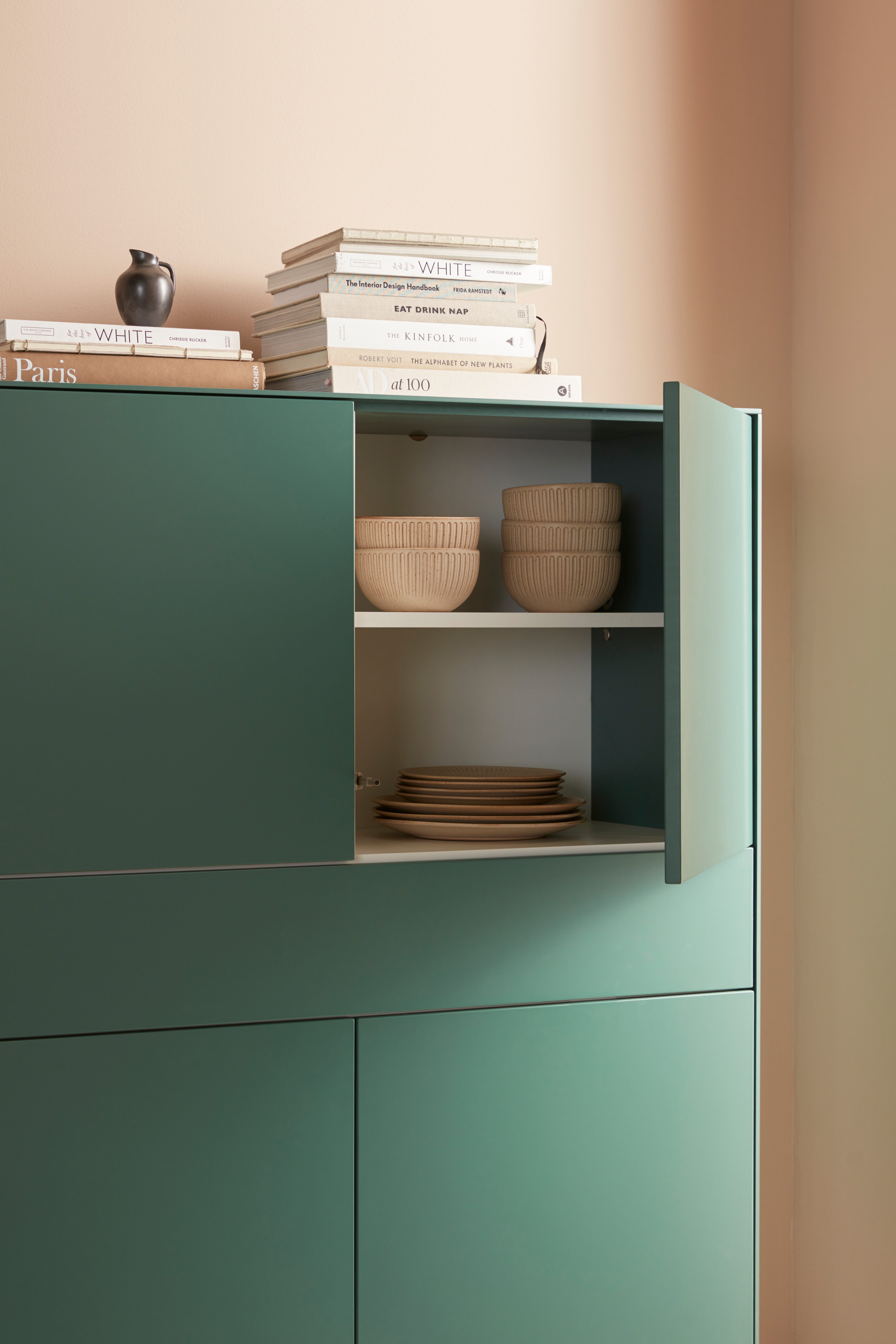 LeGer Home by Lena Gercke Highboard Essentials Hoogte: 144 cm, MDF gelakt, push-to-open functie