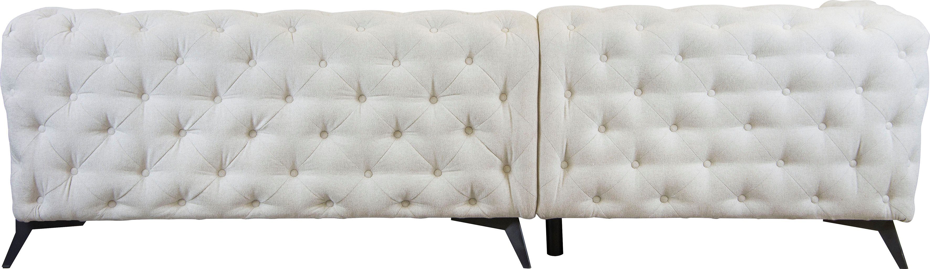 Leonique Chesterfield-bank Amaury L-vorm moderne chersterfield-look, breedte 262 cm, kleur van de poten ter keuze