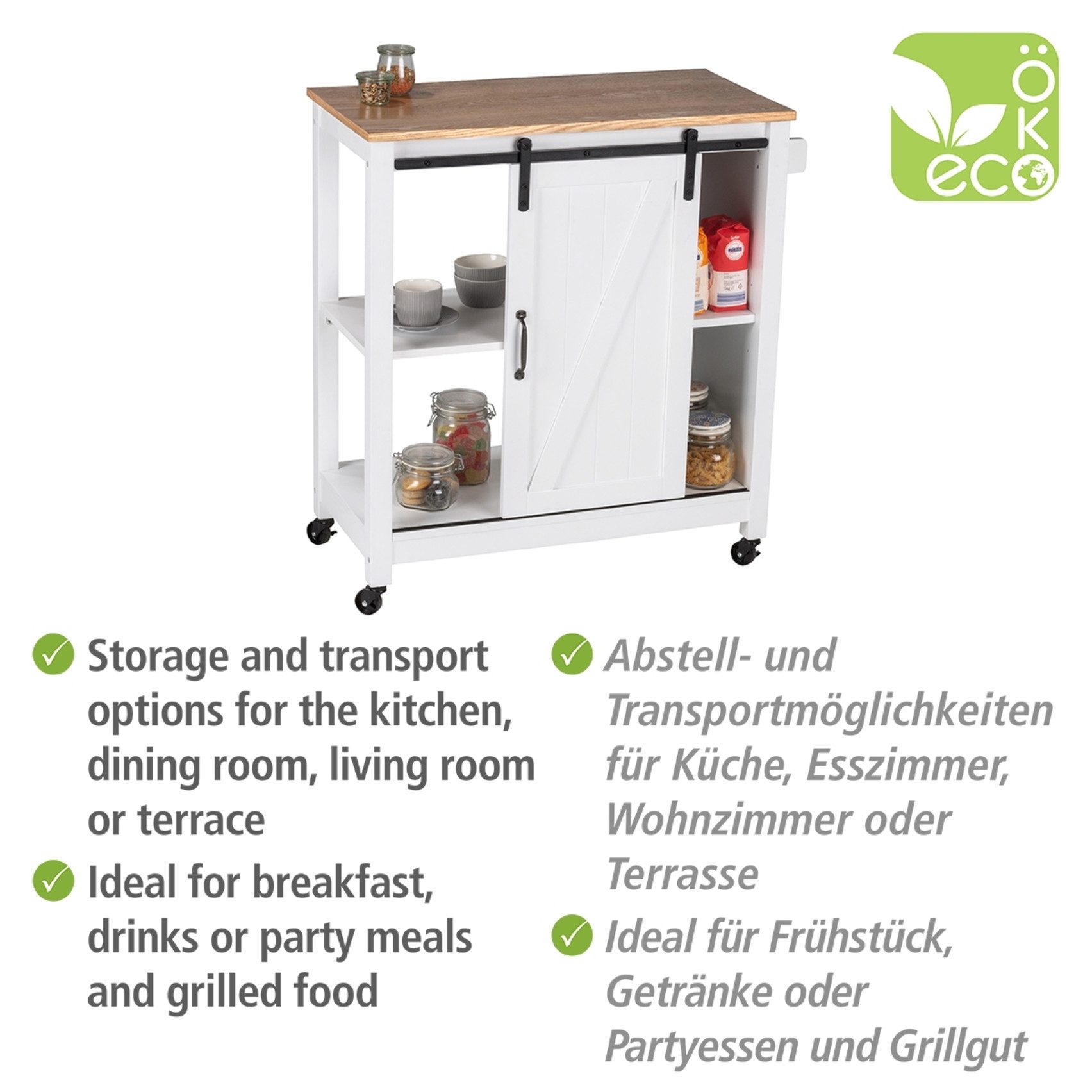 WENKO Keukentrolley Model Landhaus Serveerwagen, bijzetwagen