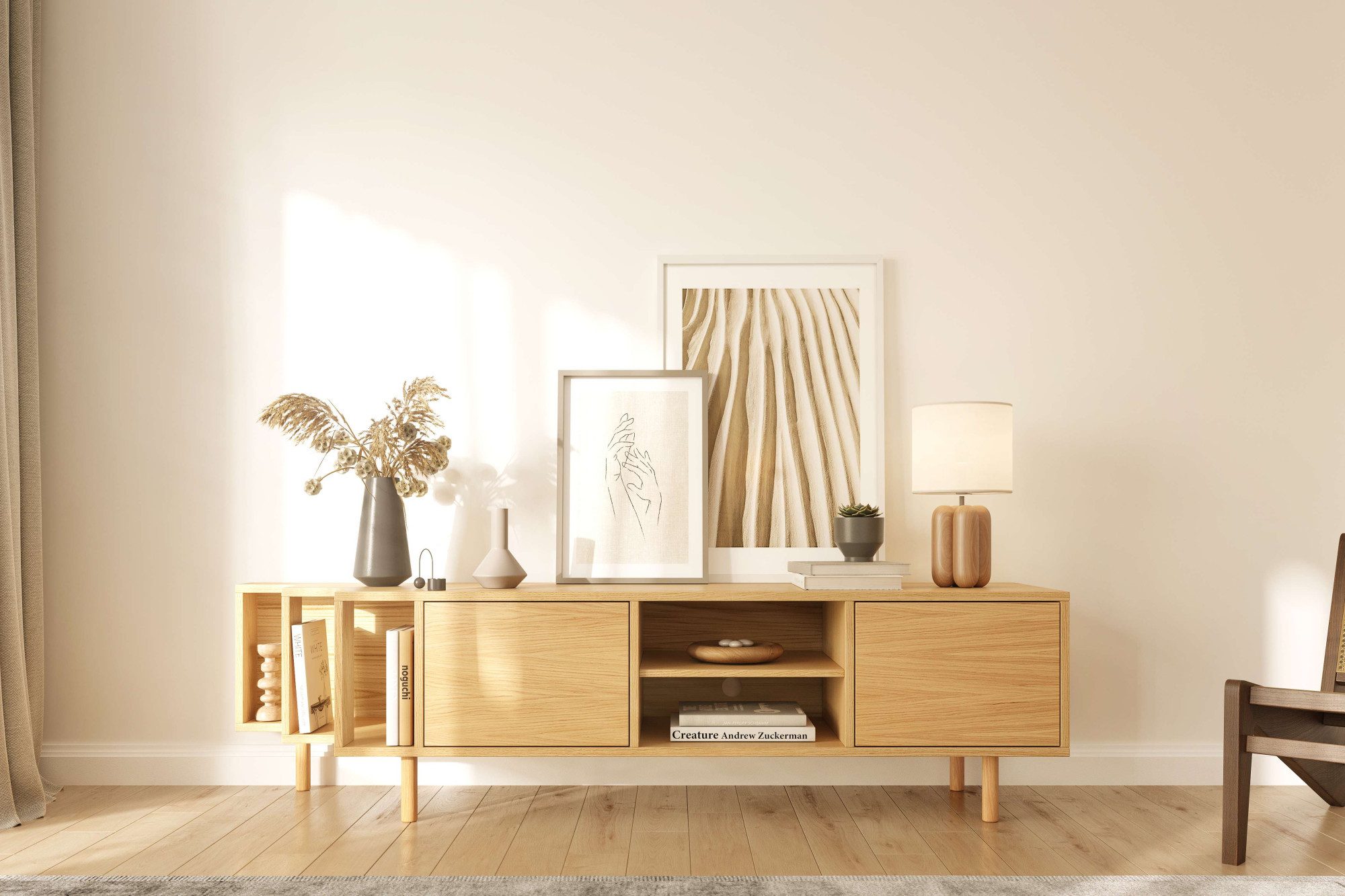 Woodman Tv-meubel Shift met echt houtfineer van eiken, breedte 189 cm, met push-to-open