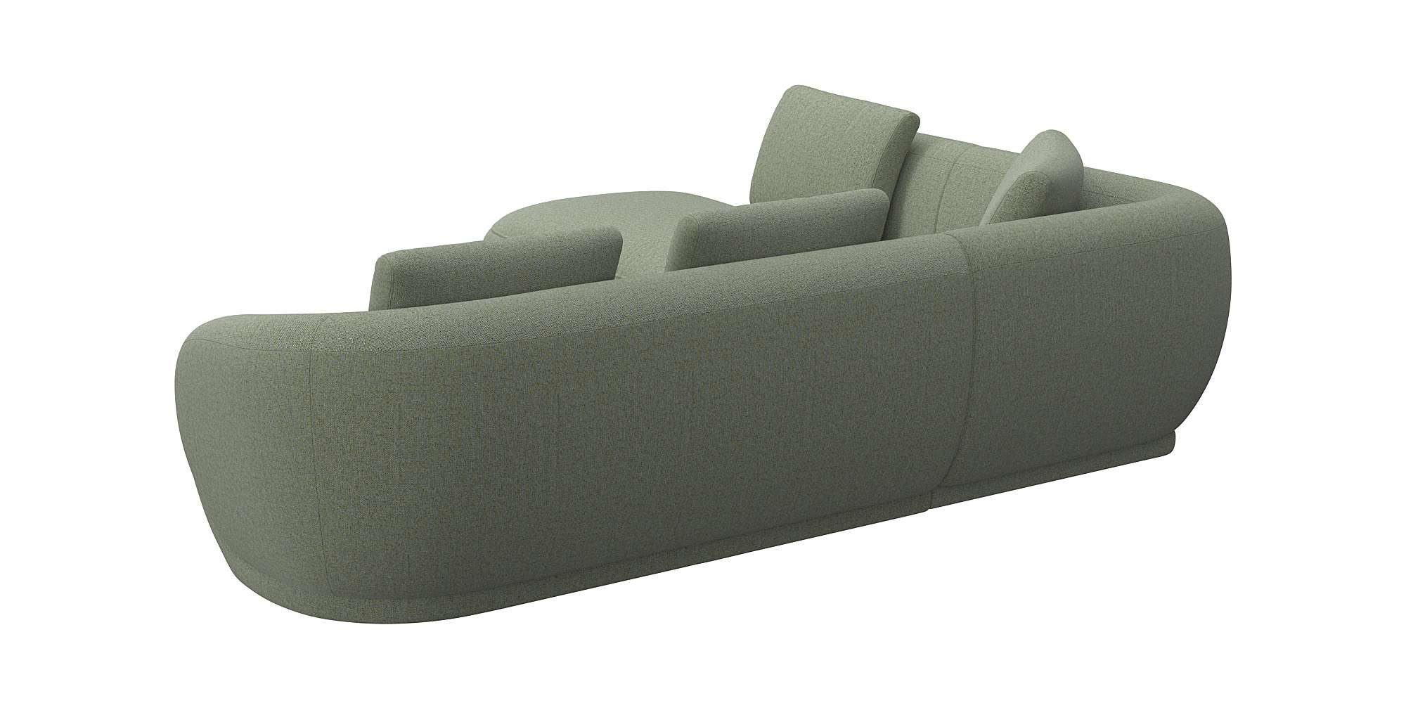 FLEXLUX Hoekbank Torino, rond, L-vorm, bankhoek met ottomane Modern, organisch bankontwerp, koudschuim, golfvering