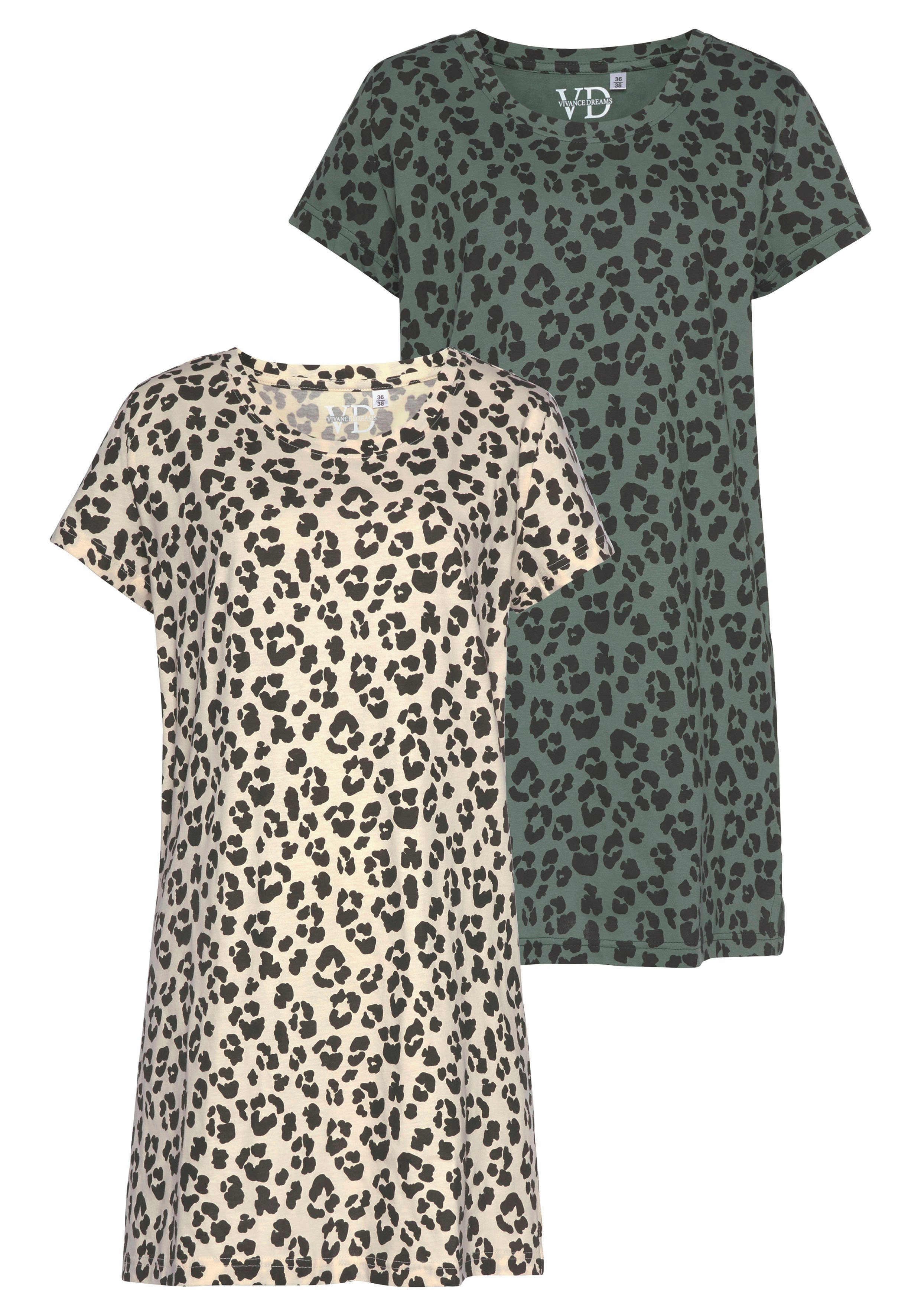 Vivance Dreams Nachthemd met leopatroon (2-delig, Set van 2)