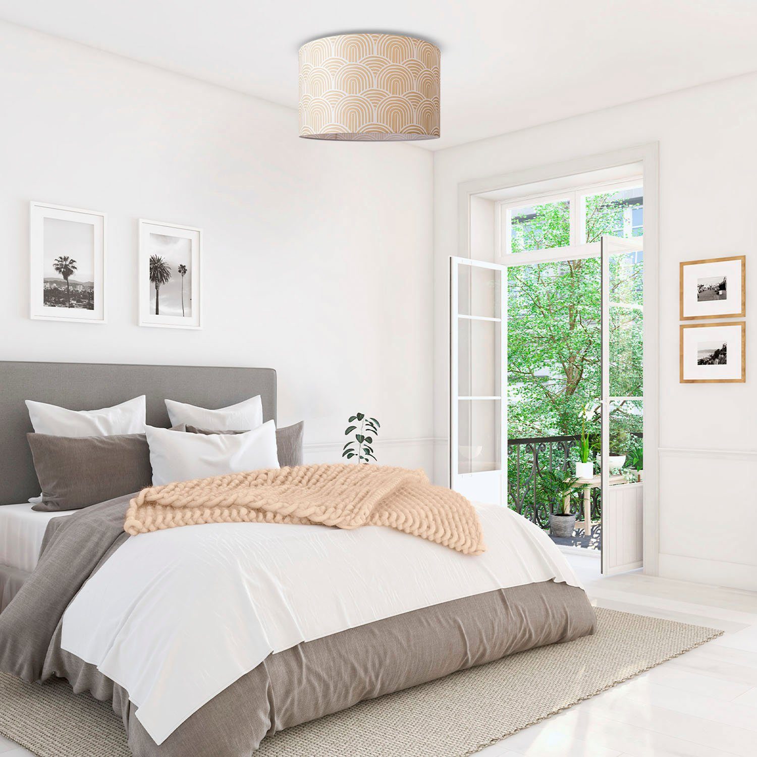 Paco Home Plafondlamp Hugo Pillar Met stoffen kap plafondlamp rond plafond modern abstract retro