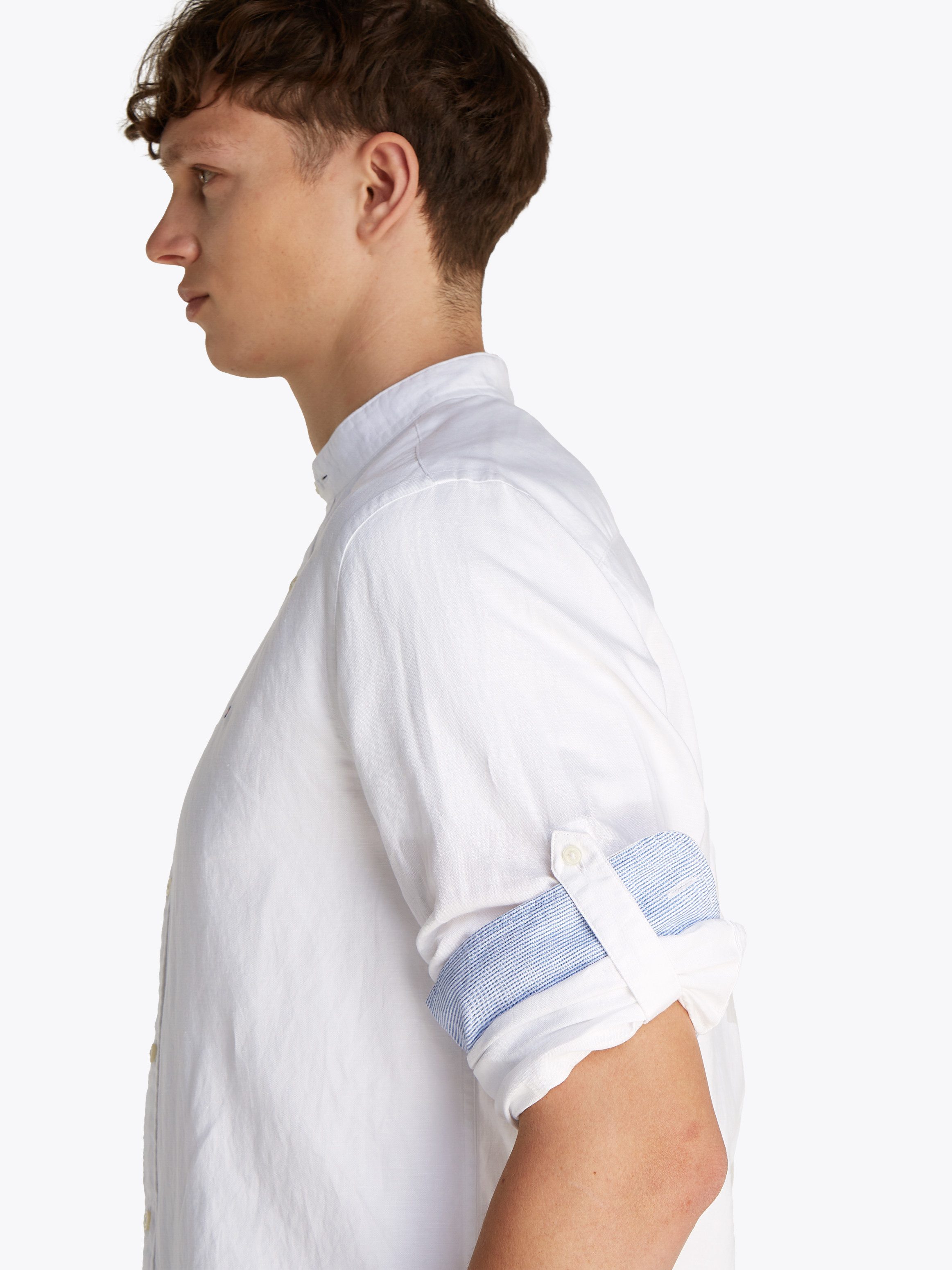 Tommy Hilfiger Overhemd met lange mouwen LINEN BLEND MAO COLLAR SHIRT