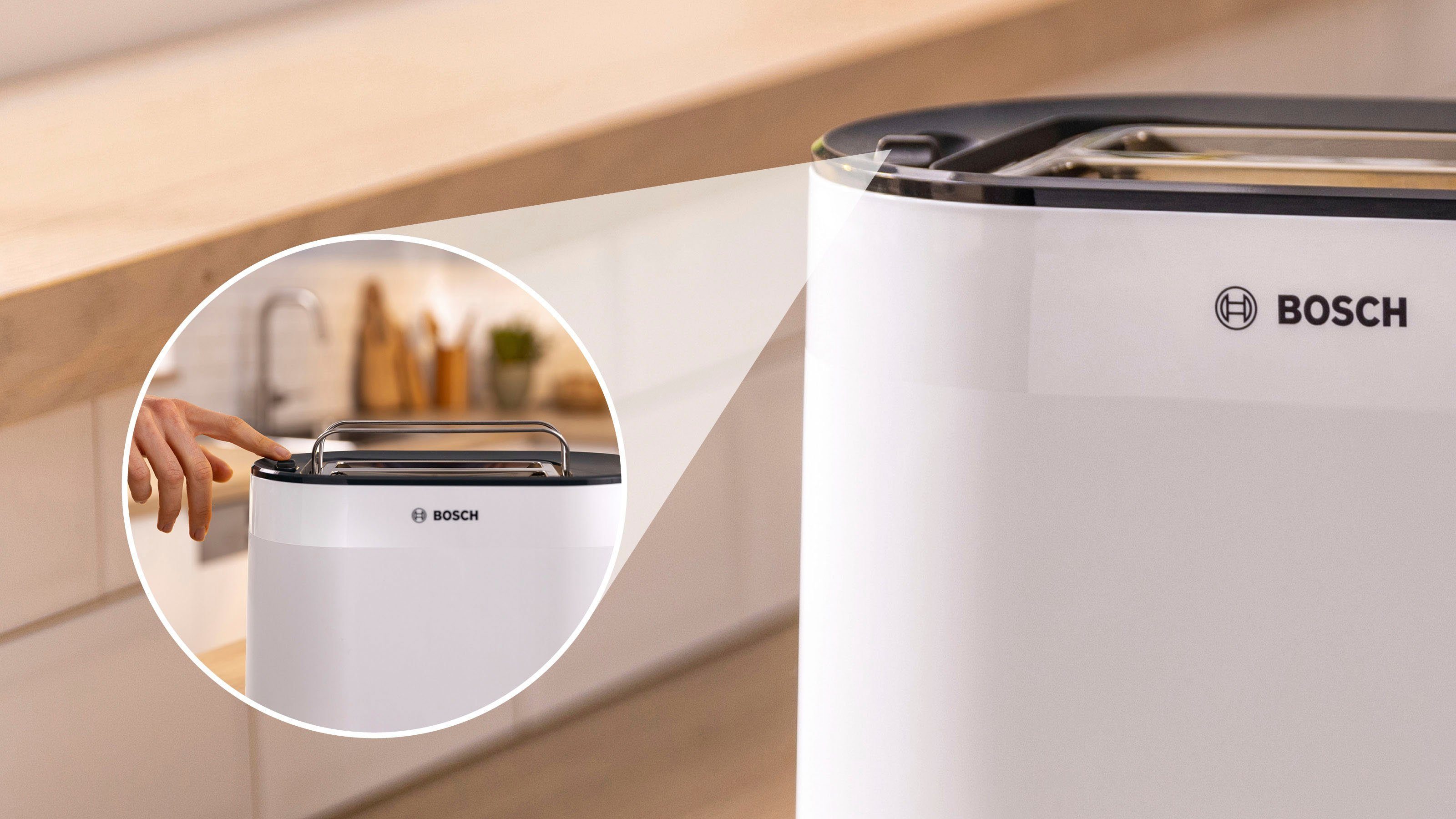 BOSCH Toaster MyMoment TAT2M121 geïntegreerde opzet voor broodjes, ontdooi-functie, brood centreren, auto off