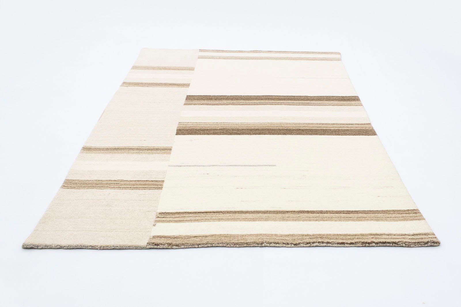 morgenland Wollen kleed Loribaft vloerkleed met de hand geweven beige Laagpolig