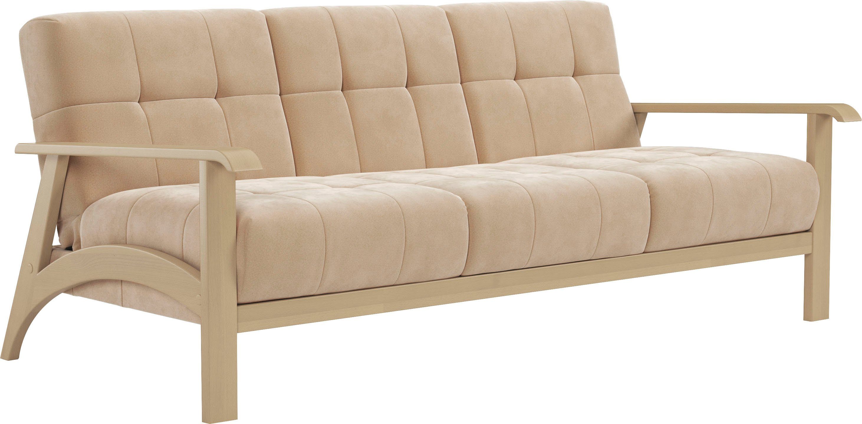 sit&more 3-zitsbank Billund Armleuningen van natuurlijk beukenhout, verschillende bekledingen en kleuren