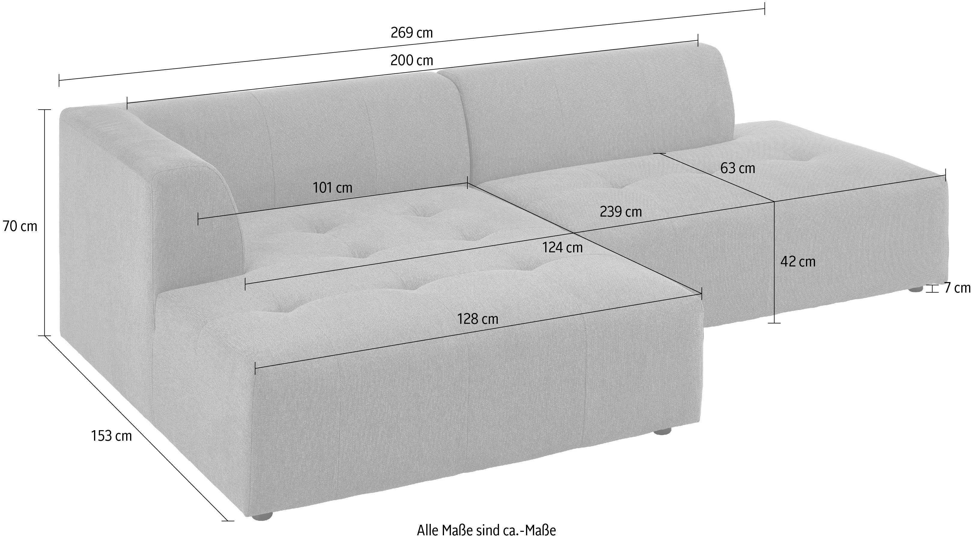ATLANTIC home collection 3-zitsbank Leonardo Poef/voetenbank Ottoman met XXL ligoppervlak