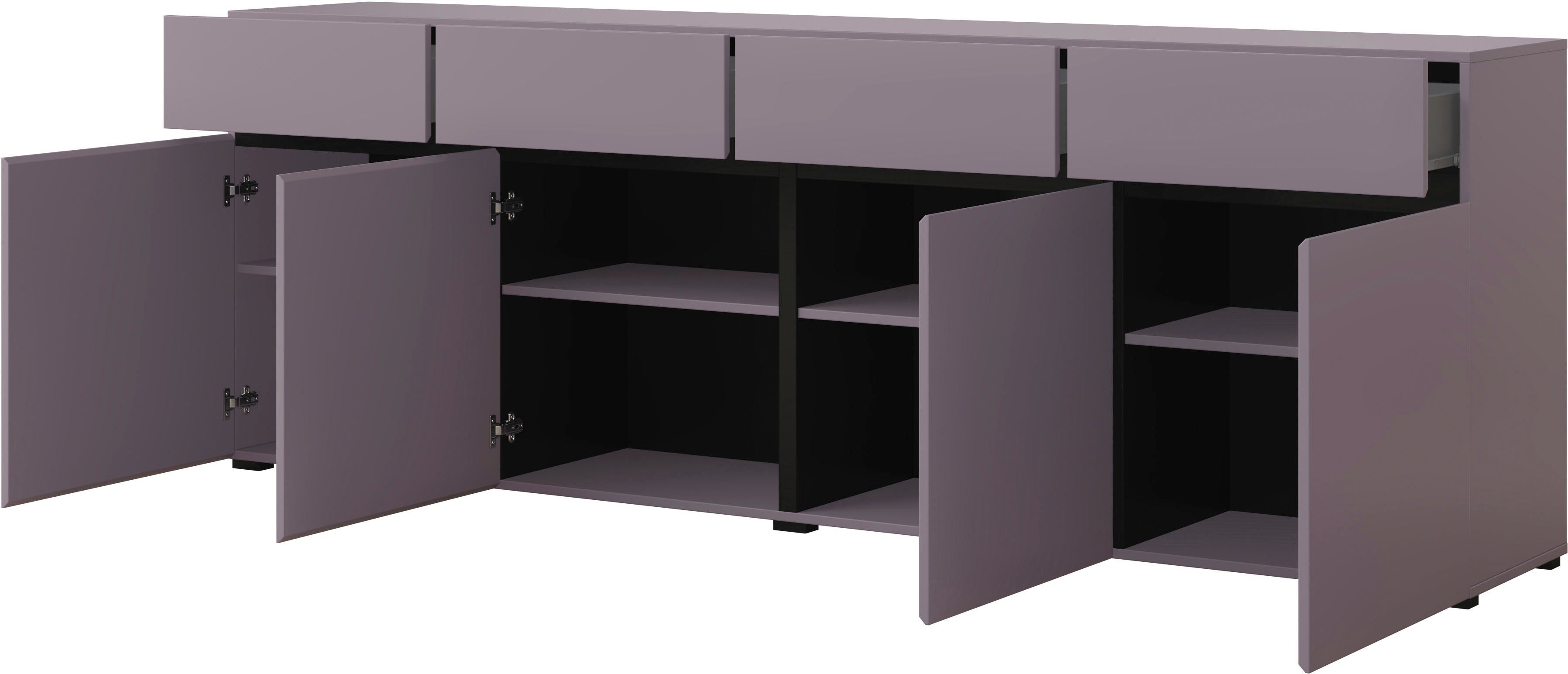 INOSIGN Dressoir Cross, breedte 225 cm, moderne greeploze ladekast, 4 deuren/4 laden