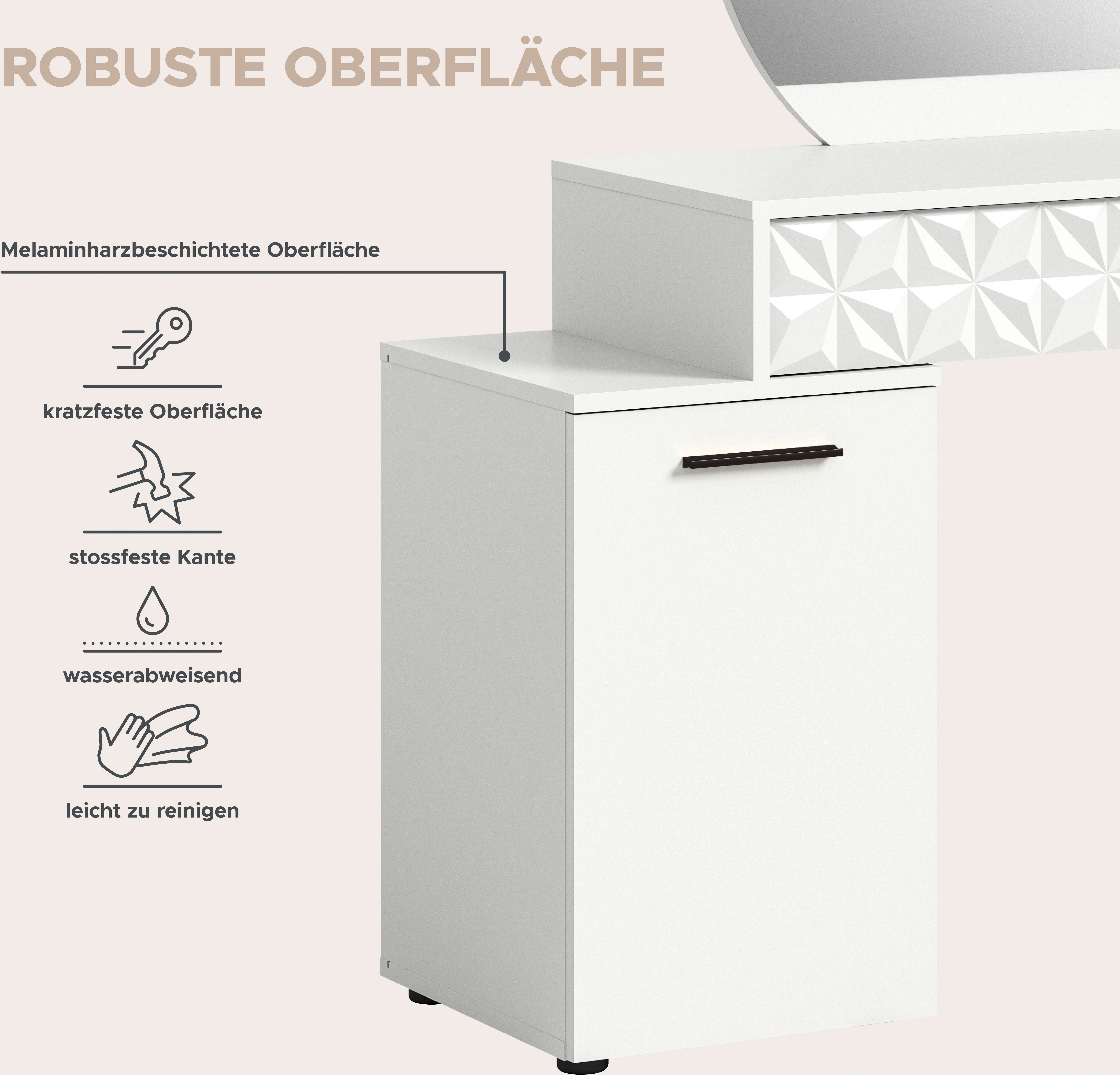 INOSIGN Sidetable Föhnkast, kaptafel, make-uptafel, inclusief spiegel