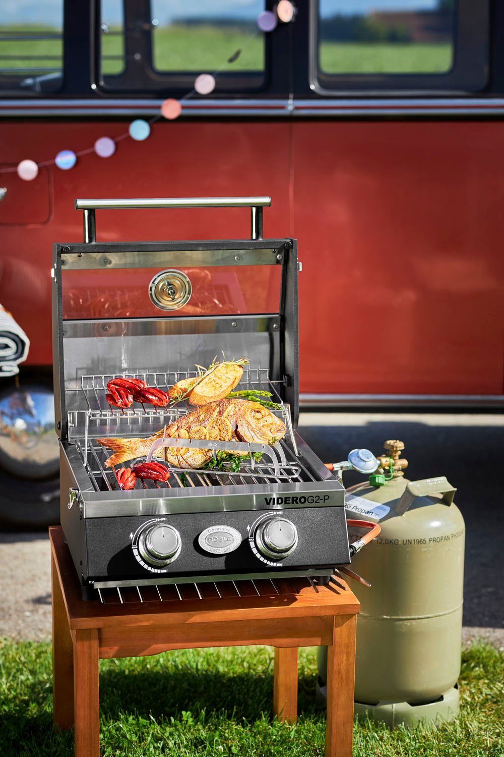 ROESLE Grillrooster 25071 Opzetstuk voor het bereiden van vis, maat verstelbaar, roestvrij staal 18/10 (1 stuk)