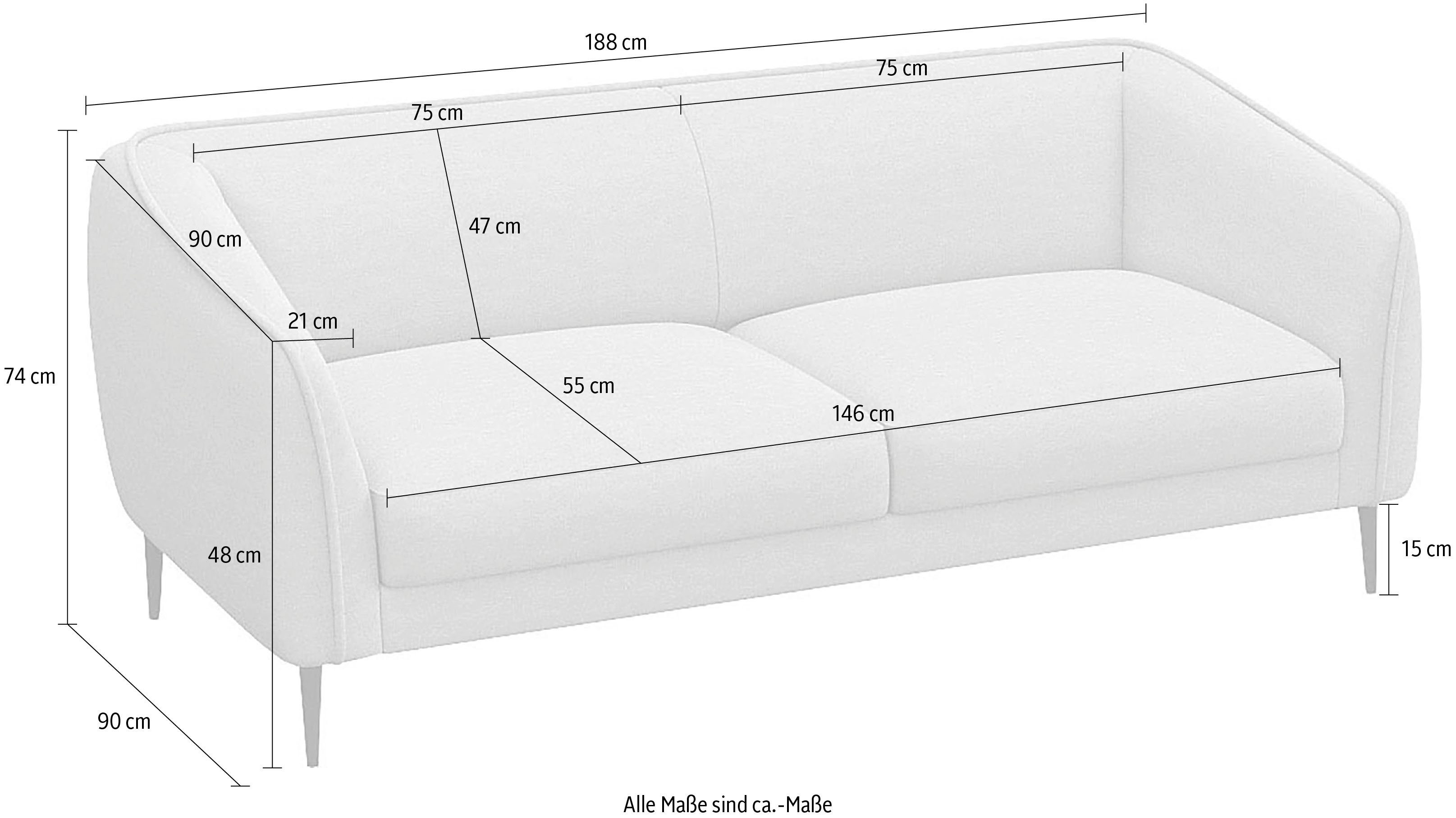 FLEXLUX 2,5-zitsbank Belle designbank, bank, comfortabel door koudschuim in de zitting