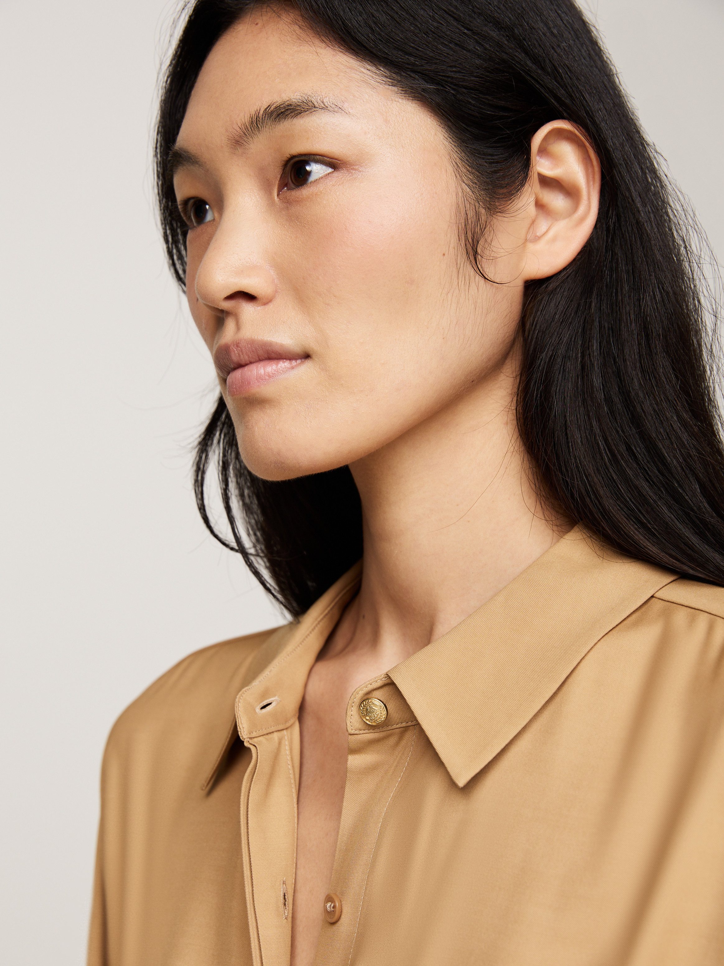 Tommy Hilfiger Jurk met overhemdkraag FLUID VISCOSE SHIRT DRESS vloeiende viscose kwaliteit